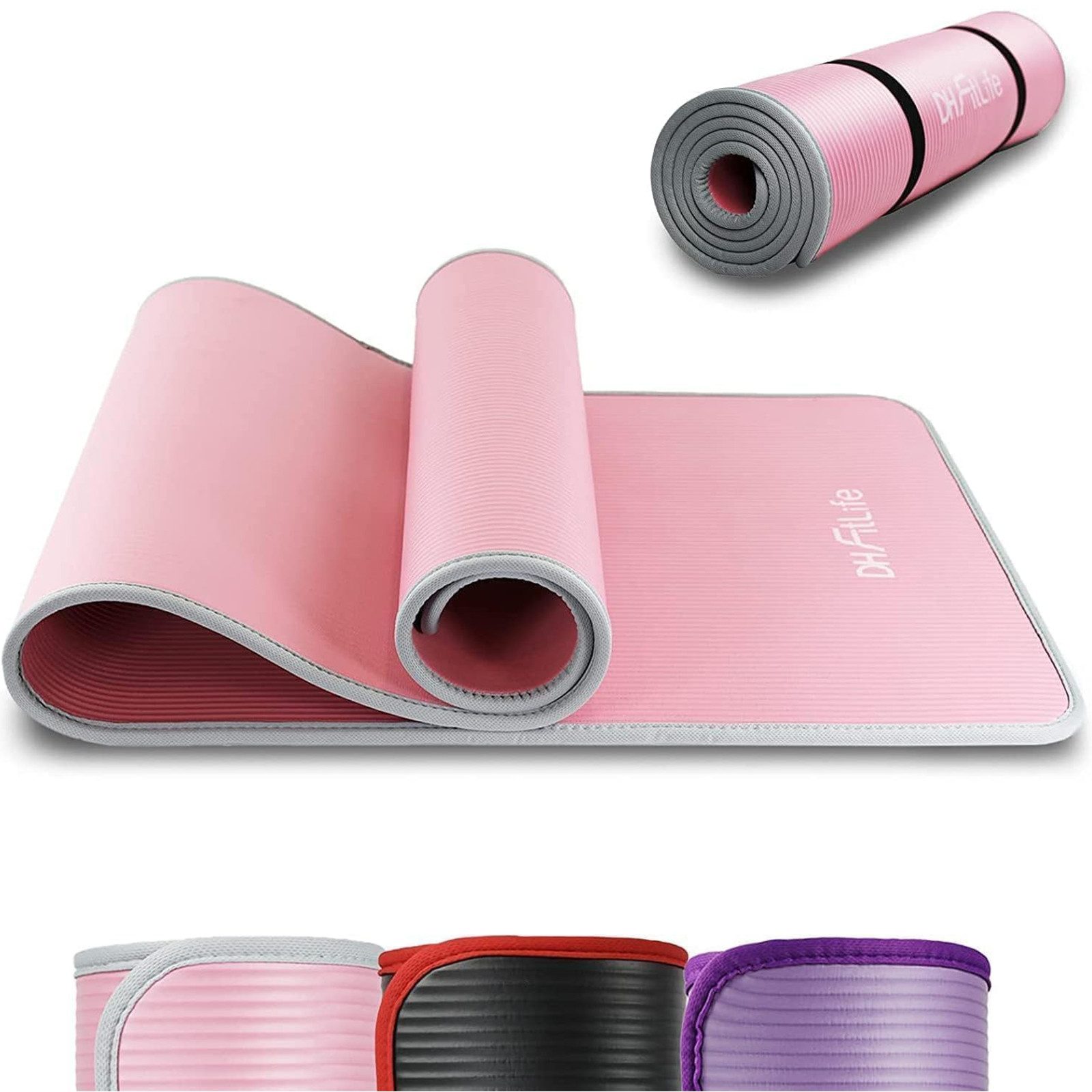 DH FitLife Fitnessmatte Fitnessmatte, Sportmatte 183 * 61 * 1 cm (Gymnastikmatte extra reißfest, Yogamatte rutschfest und dick, Workout Matte, Fitnessmatte mit Orientierungslinien), Gelenkschonend, Schalldämpfend