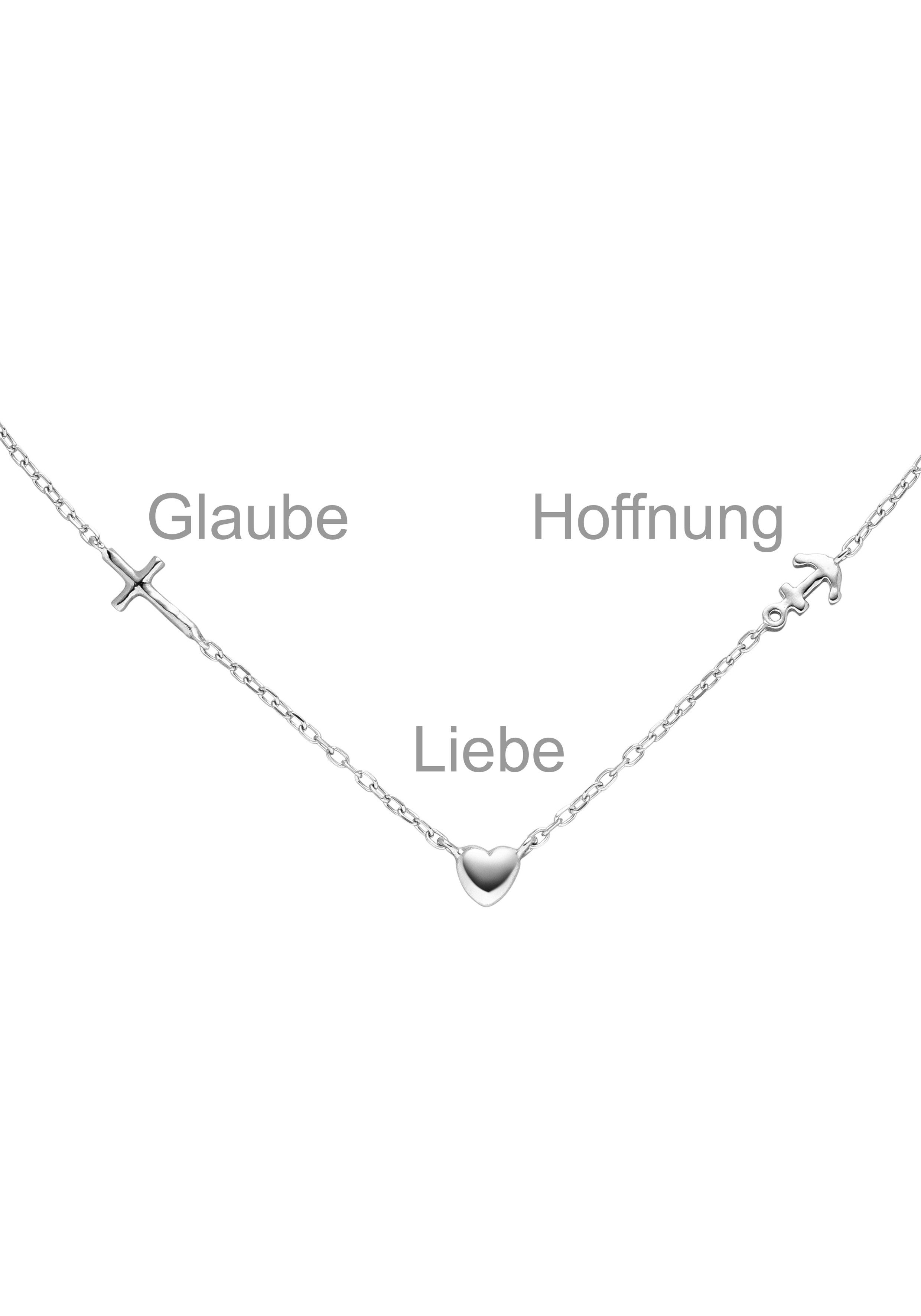 JOBO Collier Glaube Liebe Hoffnung, 925 Silber 43 cm