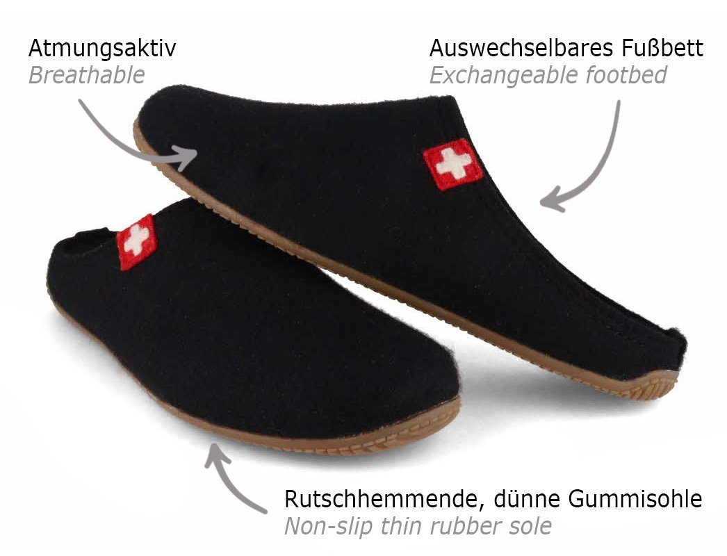 Living Kitzbühel Filzpantoffeln Gipfelkreuz Hausschuh aus recycelten Materialien