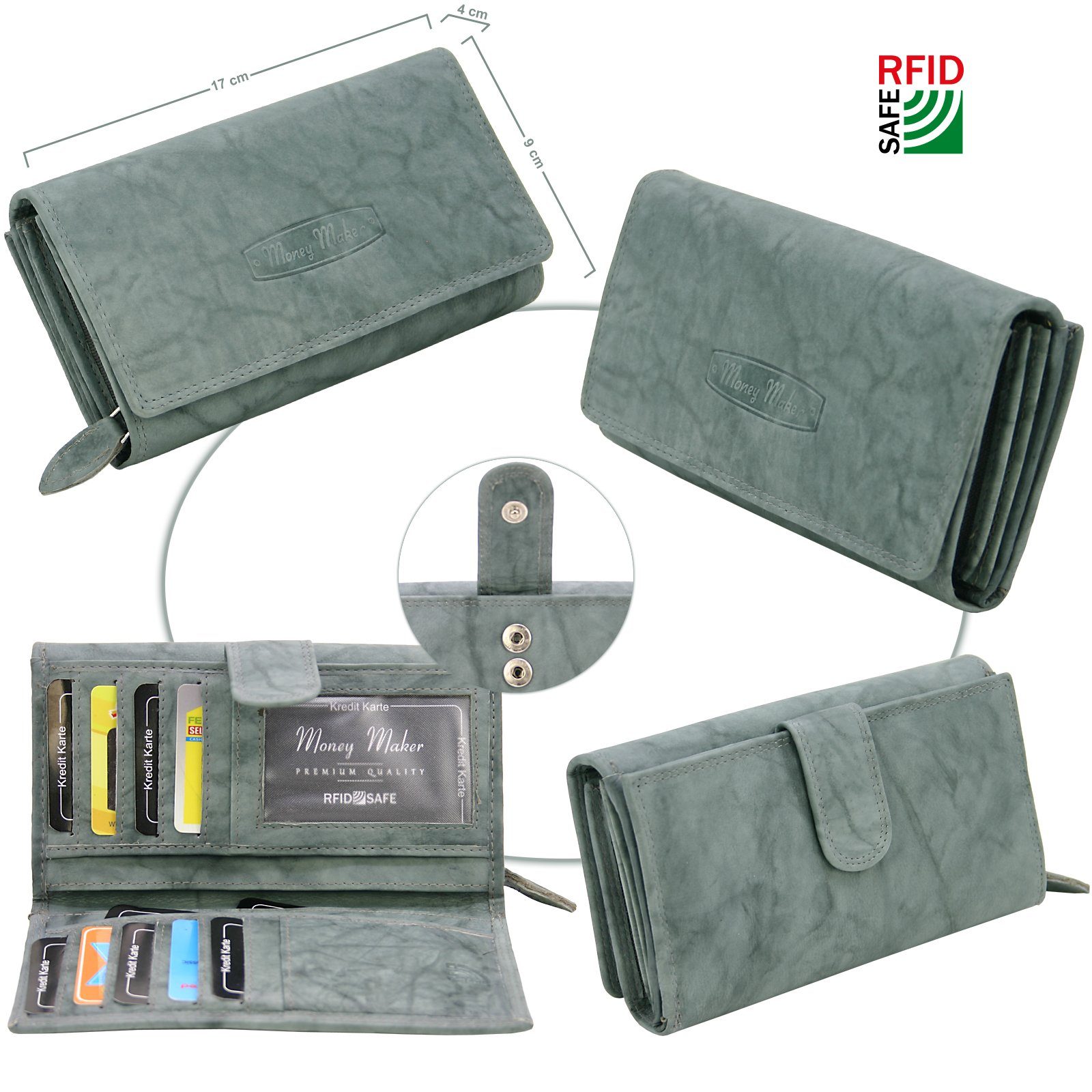 Money Maker Geldbörse - Großes Damen Echt-Leder Portemonnaie, Geldbeutel mi günstig online kaufen