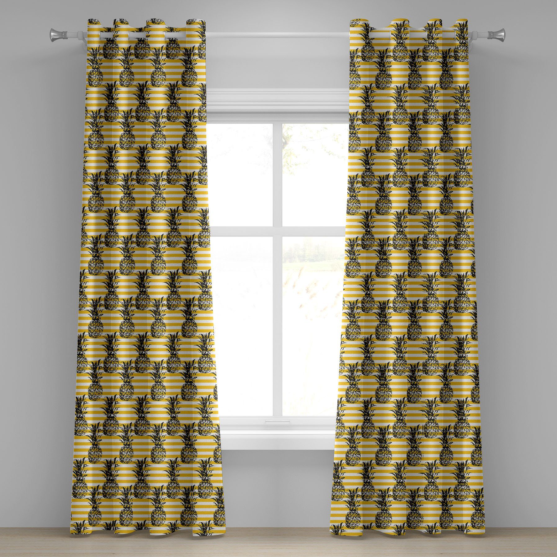 Abakuhaus, Wohnzimmer, für Schlafzimmer Grunge Weinlese Retro 2-Panel-Fenstervorhänge Gardine gestreifte Dekorative