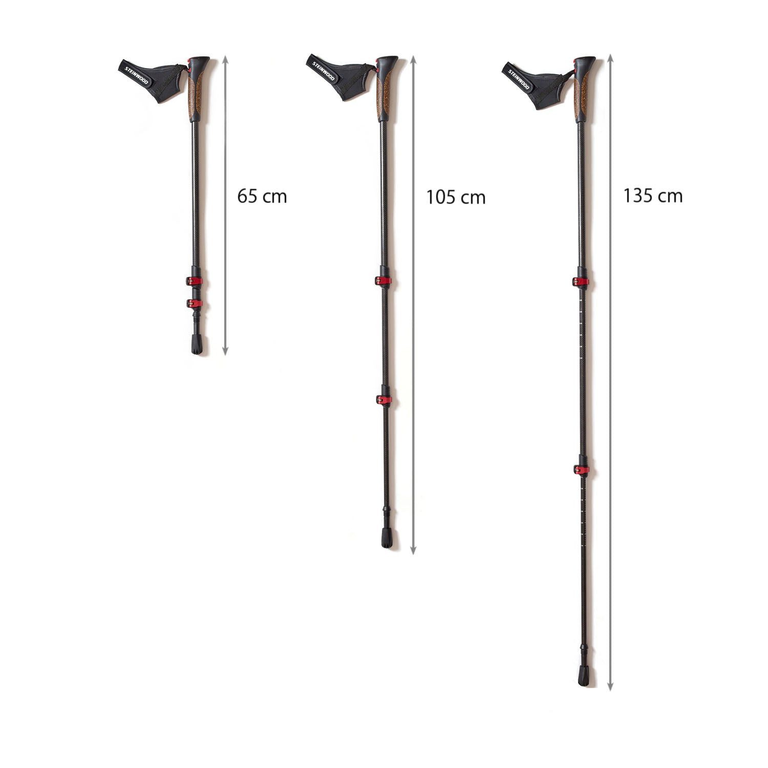 Steinwood Nordic-Walking-Stöcke 100% Carbon verstellbar mit Teleskop und Klemmverschluss mit extra Gu…