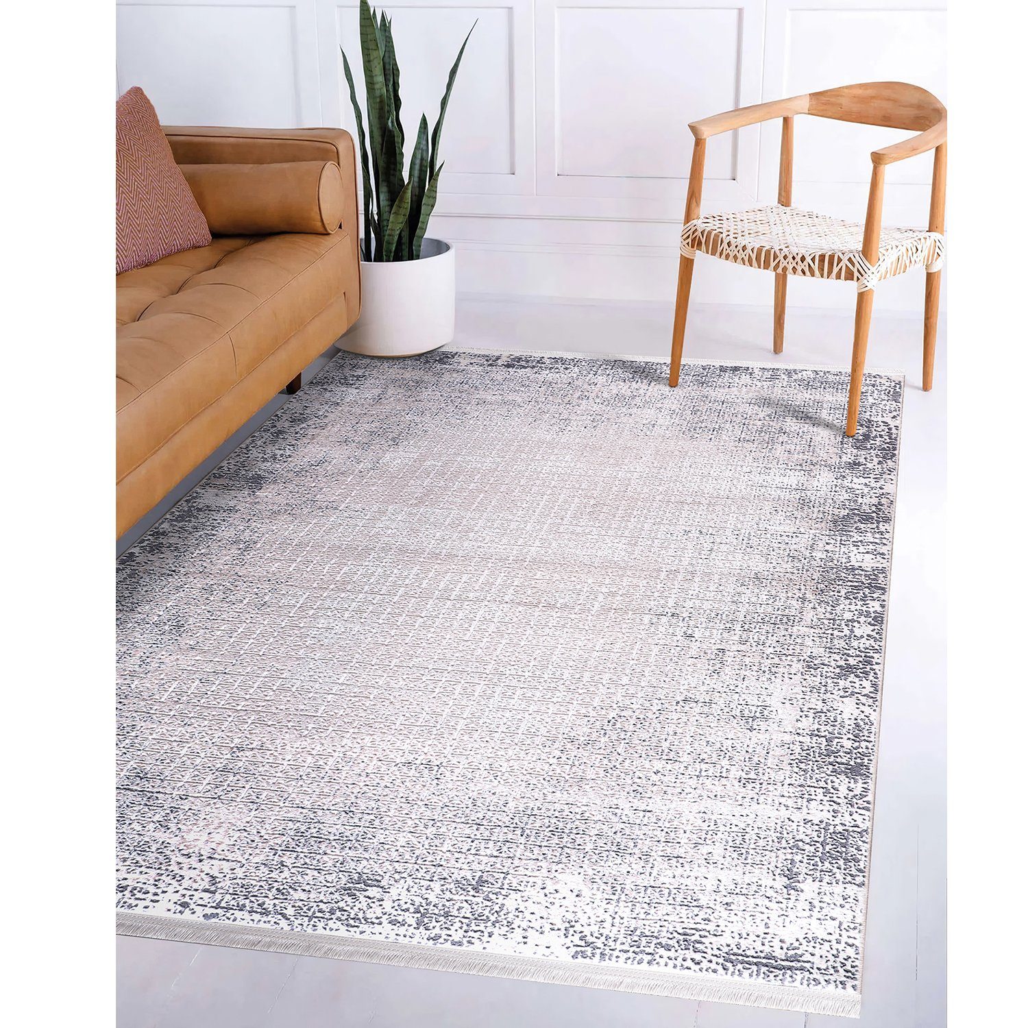 Schlafzimmer Rechtetig, Wohnzimmer Kinderzimmer, Carpetilla, 13 Cream-Grau, Designteppich Esszimmer, Höhe: Designer Wohnzimmer, Musterung modern abstrakte Teppich mm,