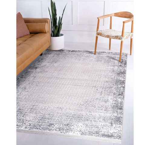 Designteppich Designer Wohnzimmer Teppich abstrakte Musterung modern Cream-Grau, Carpetilla, Rechtetig, Höhe: 13 mm, Wohnzimmer, Esszimmer, Kinderzimmer, Schlafzimmer