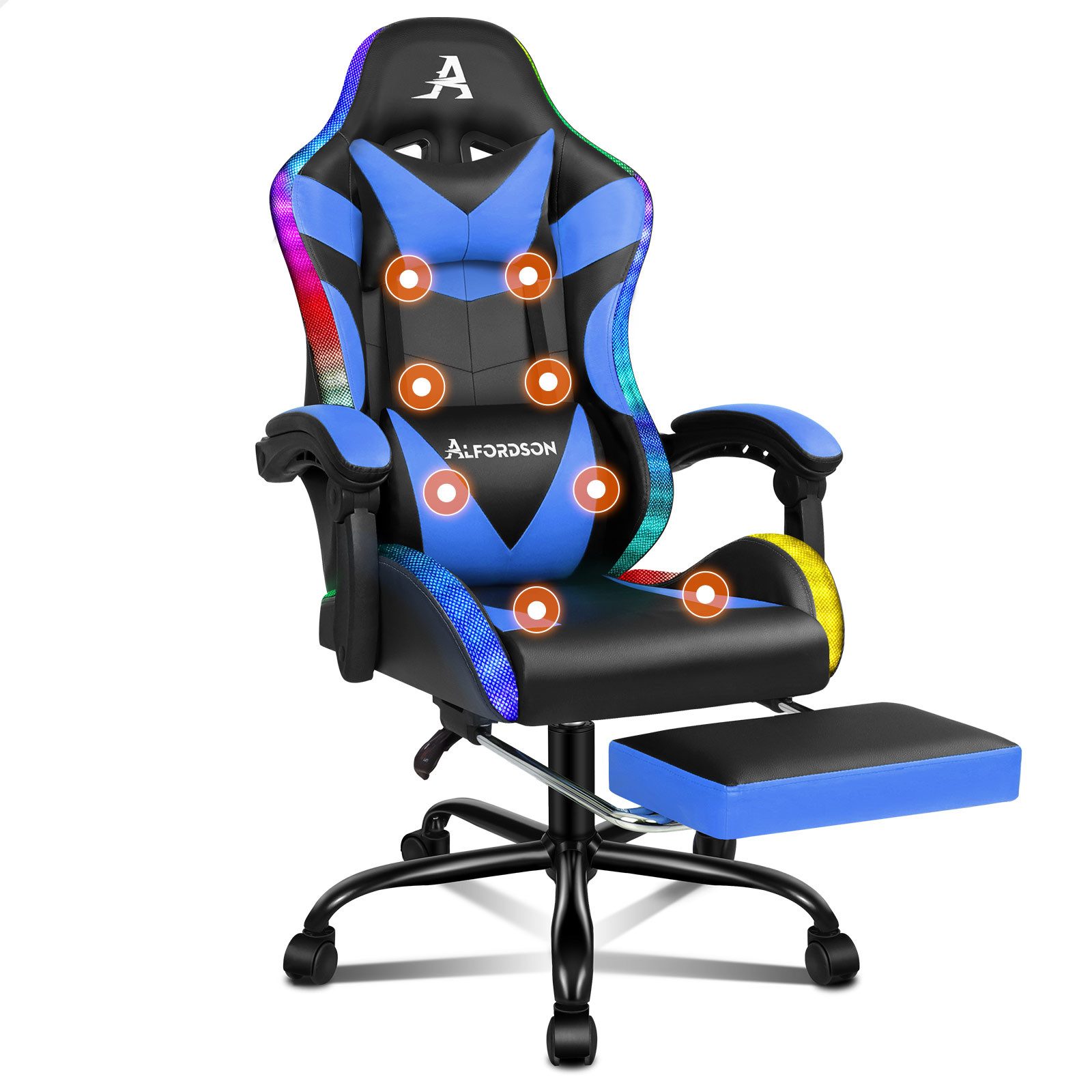 ALFORDSON Gaming-Stuhl Massagestuhl mit LED, ergonomischer Schreibtischstuh günstig online kaufen