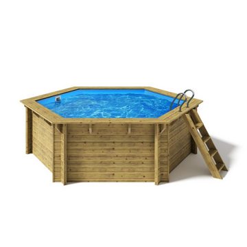 Paradies Pool Pool, Holzpool Lani Platin 421x118cm, Folie blau 0,8mm