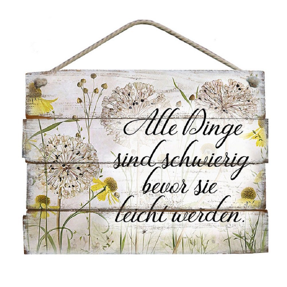 ThoKuToys Wanddekoobjekt Wandbild mit Spruch - Alle Dinge sind schwierig, ... (1 St)