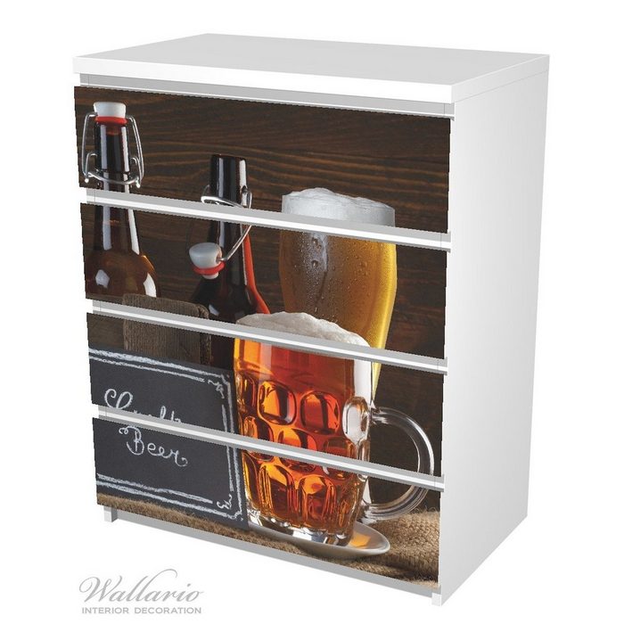 Wallario Möbelfolie Biervarianten - Pils im Glas Flaschenbier Schild Craft Beer NF10578