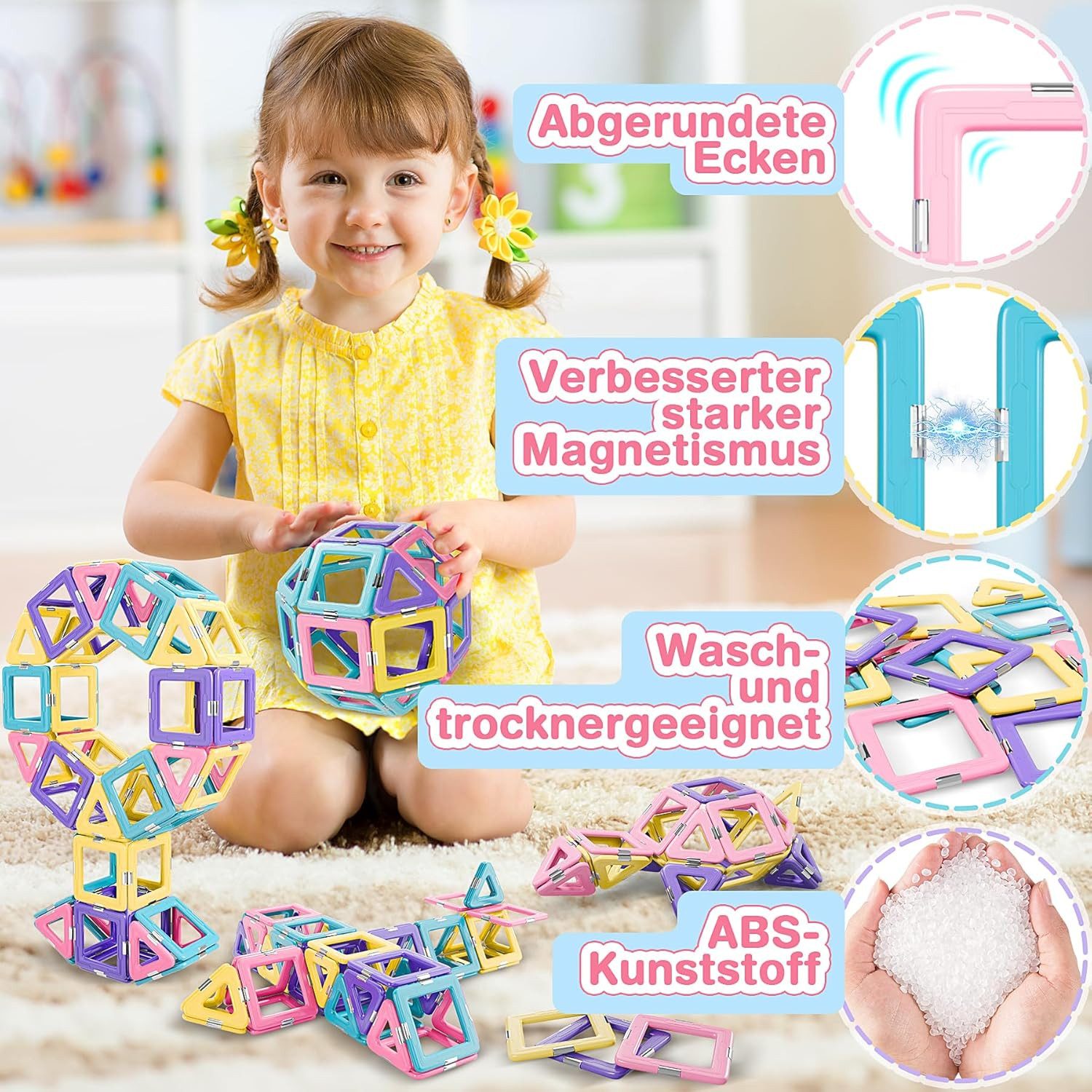 POPOLIC Magnetische Bausteine, Magnetspielzeug Magneten Kinder günstig online kaufen