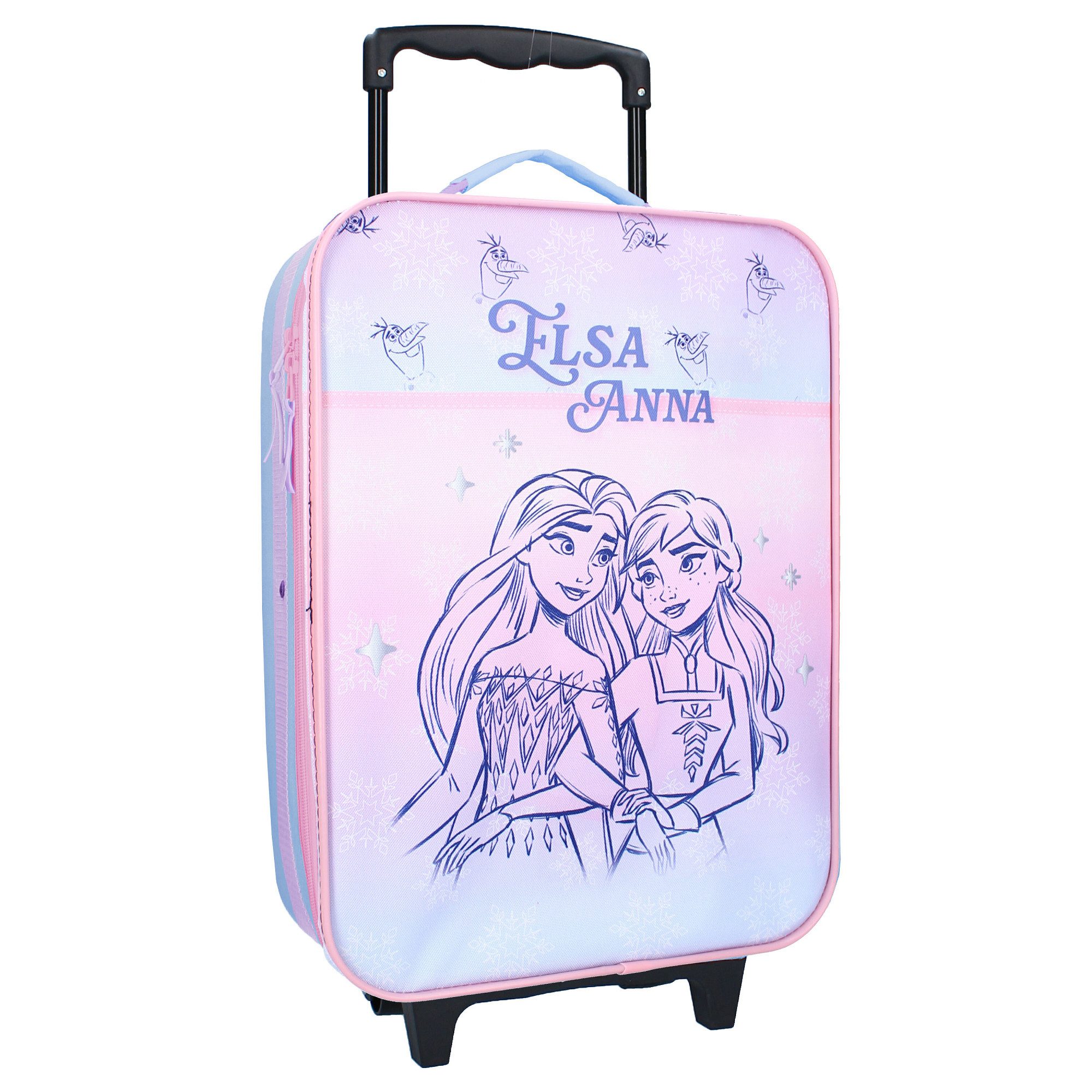 Disney Frozen Kinderkoffer Eiskönigin Anna und Elsa Trolley Kindertrolley Mädchen ab 3 Jahre, 1 kg leicht, Gesamtmaße: 47x31x13 cm, Innenmaße: 40x30x10 cm, 12 Liter