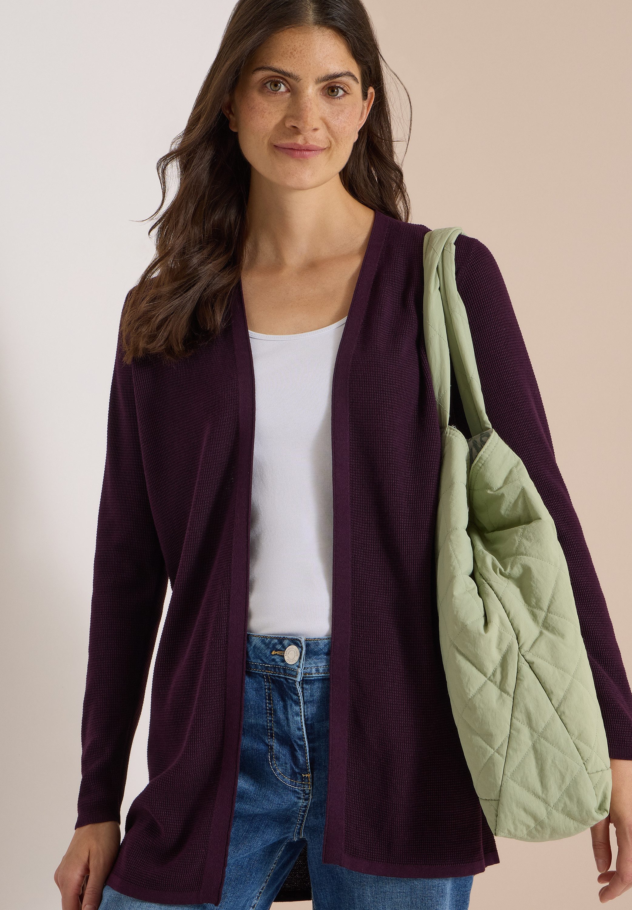 CECIL Longstrickjacke Waffelstrukturmuster