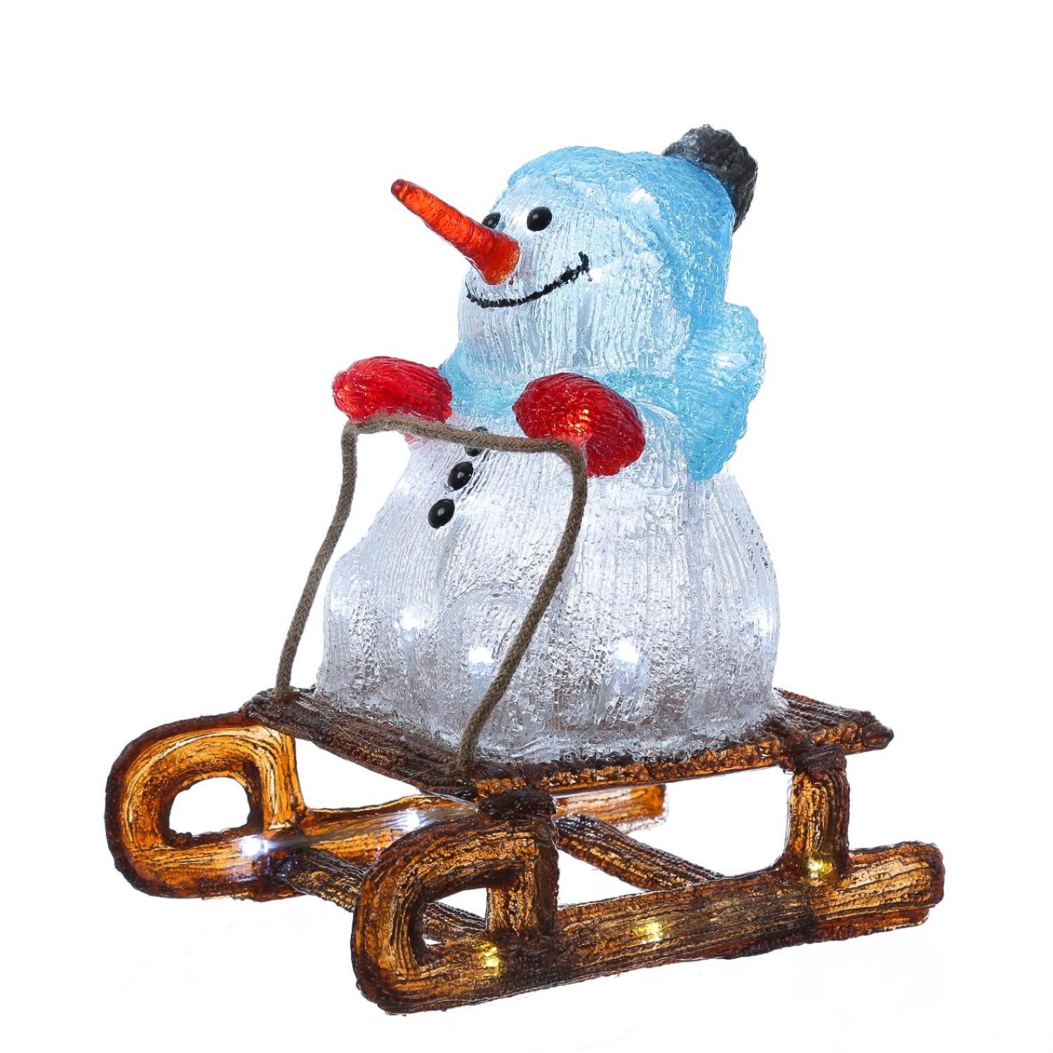 MARELIDA Schneemann LED Schneemann mit Schlitten Acryl Weihnachtsfigur H: 3 günstig online kaufen