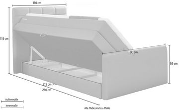 INOSIGN Boxspringbett Lethbridge, inkl. Bettkasten und Topper, zwei Matratzenarten in H2