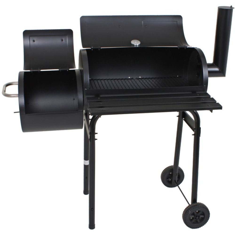 Garden Pleasure Holzkohlegrill BBQ Smoker mit Seitenkammer und Kaminabzug