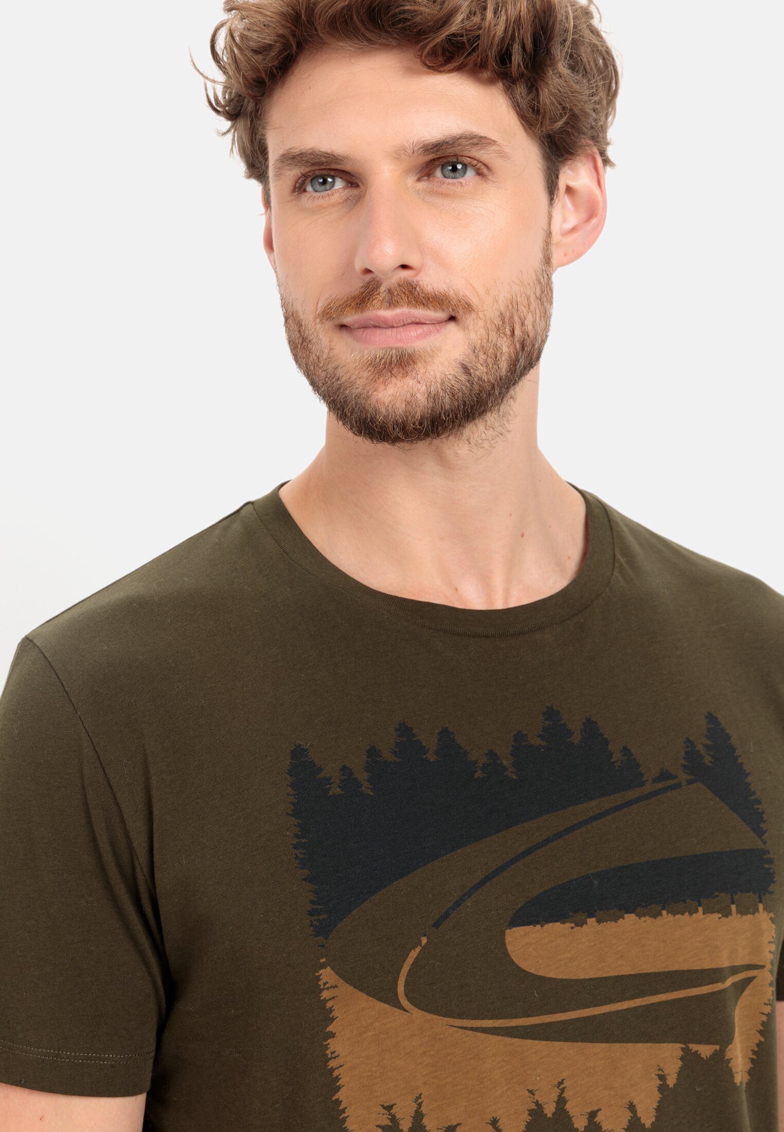 camel active Dunkel khaki T-Shirt Cotton aus Organic