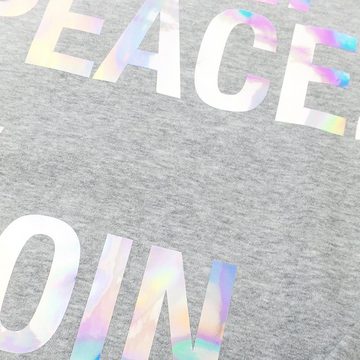 goldmarie Sweatshirt LOVE PEACE MOIN holographic grau meliert (1-tlg) mit Print