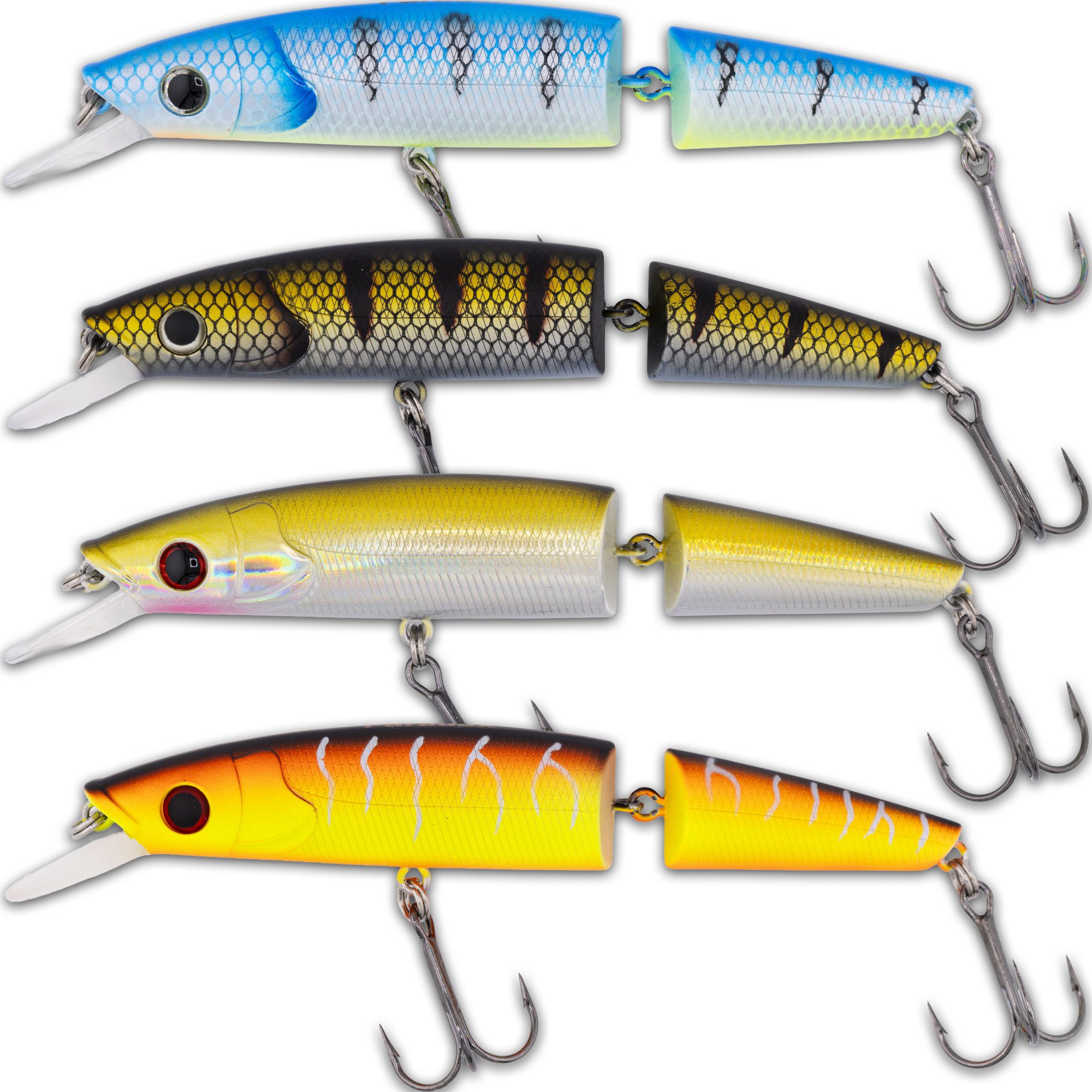 Paradox Fishing Kunstköder Hecht Wobbler Set 12,5cm/21,5g I 13,5cm/21g, (4er Set), REALISTISCHER LAUF