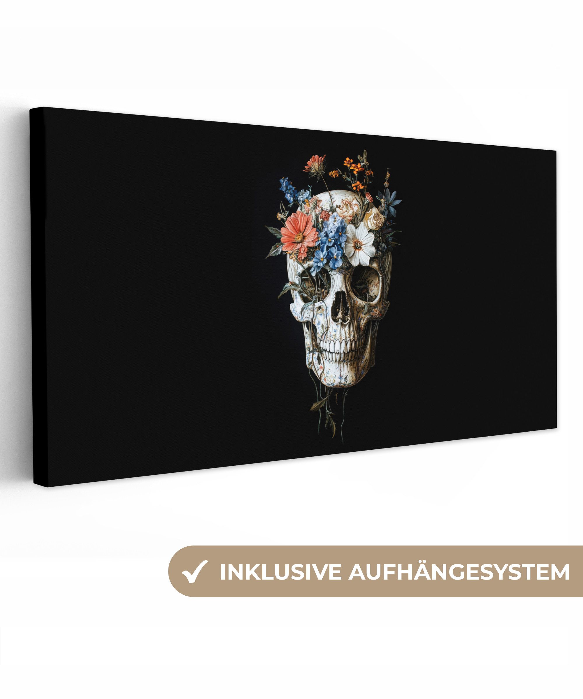 OneMillionCanvasses® Leinwandbild Panorama Blumen - Totenkopf günstig online kaufen