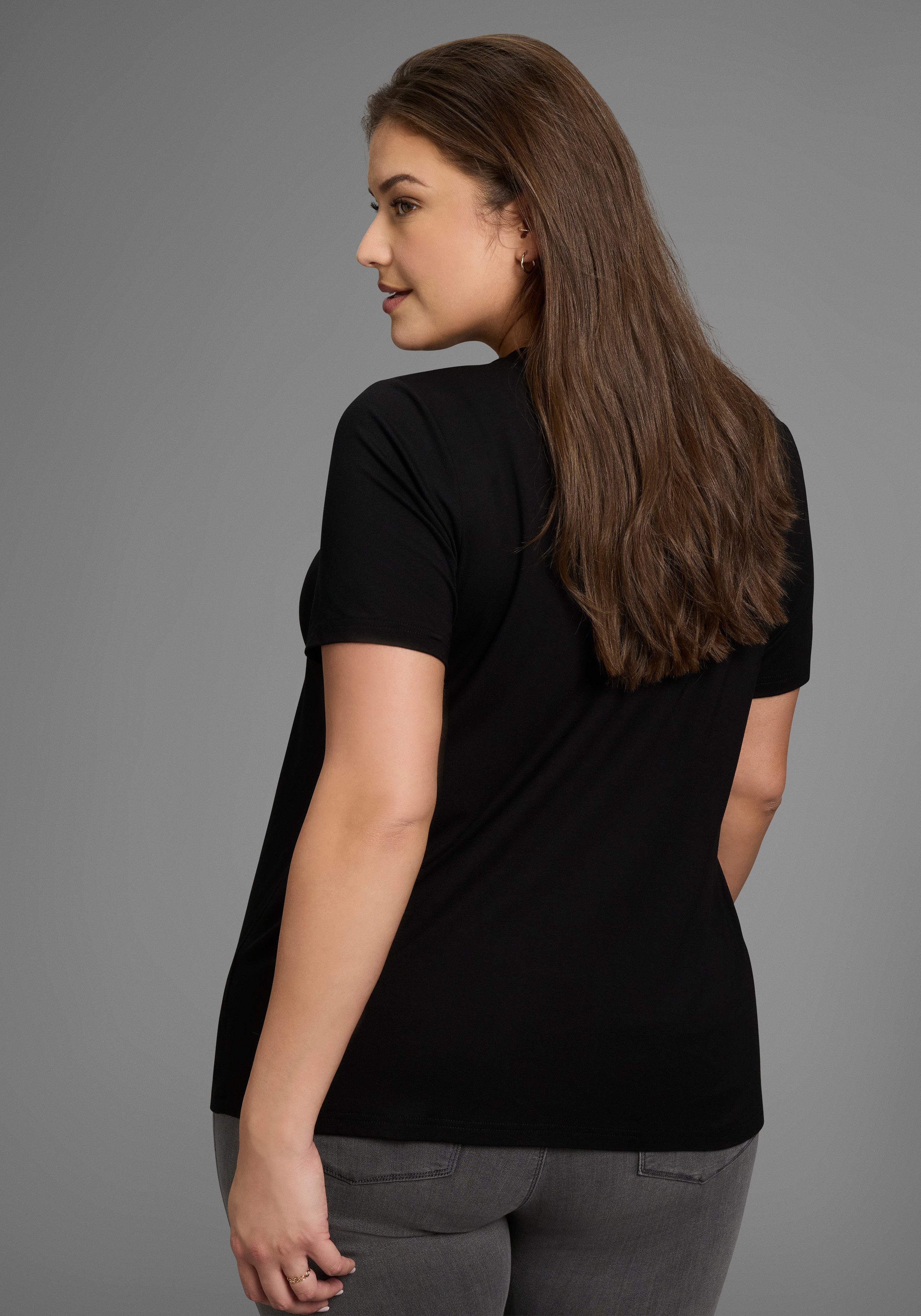 Laura Scott CURVE T-Shirt mit V-Ausschnitt günstig online kaufen