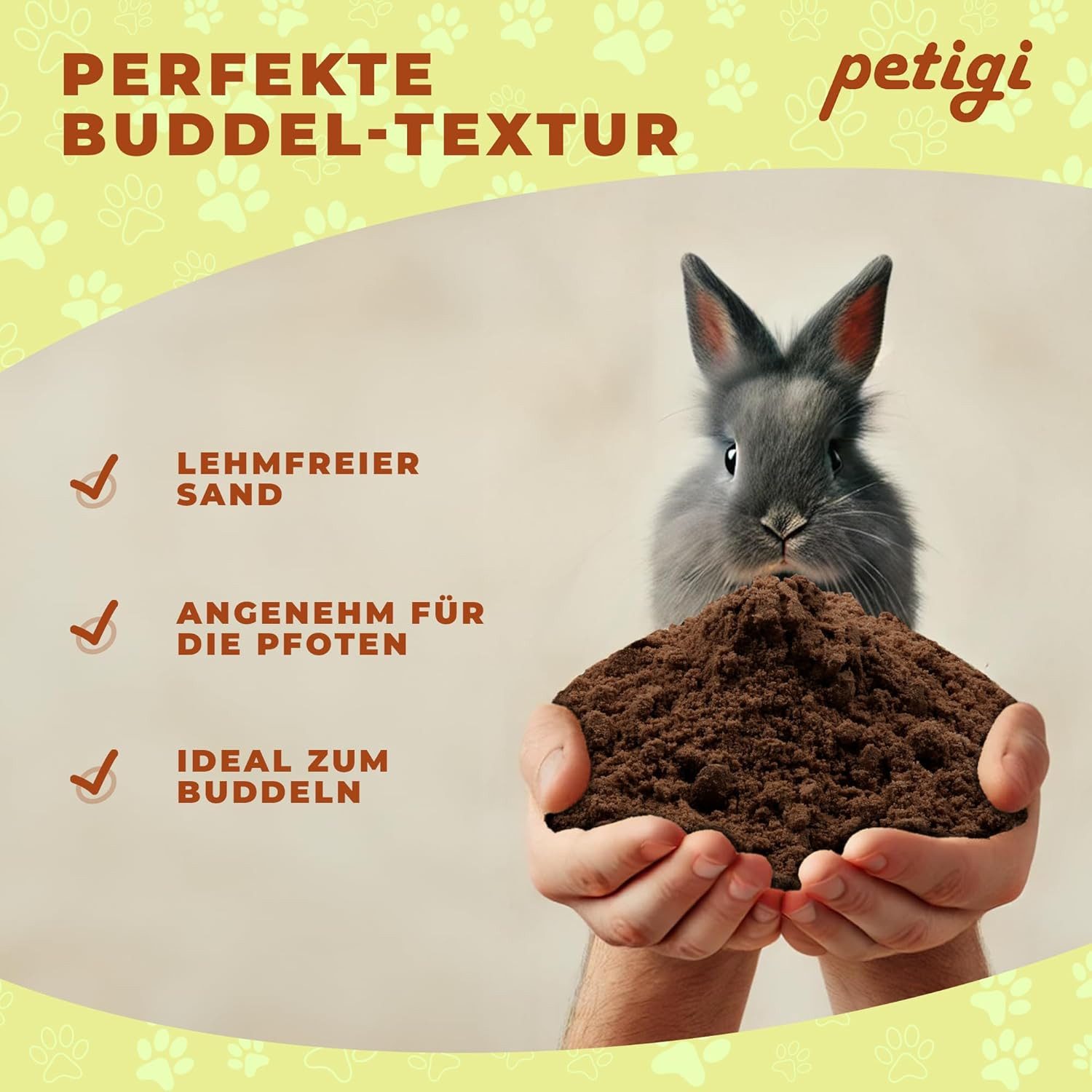 Petigi Badesand Kaninchen Buddelsand 25 kg Buddelkiste Hasen Chinchilla Nager