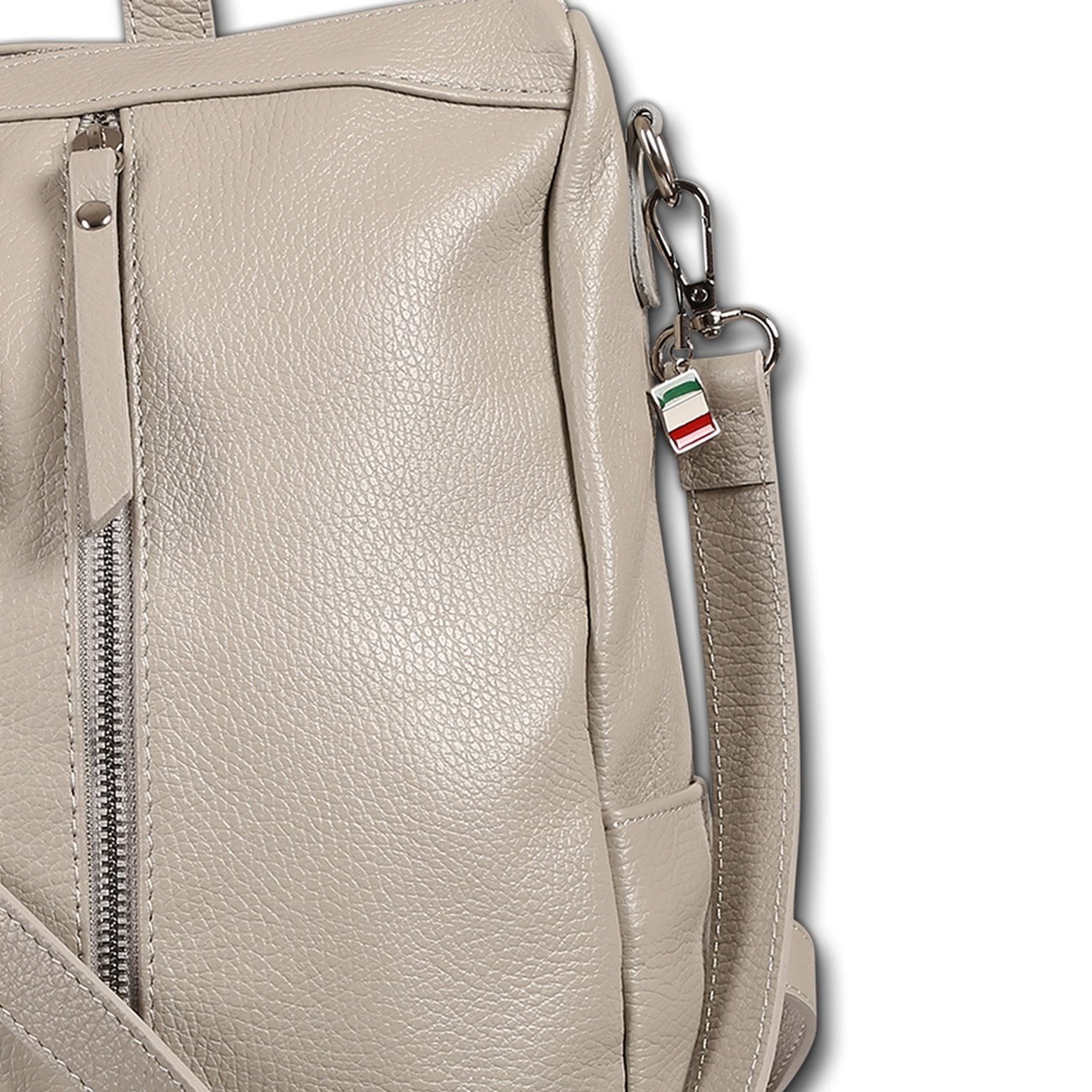 FLORENCE Cityrucksack Florence Rucksack Damen Echtleder, Damen Leder Cityrucksack, hellgrau ca. 30cm