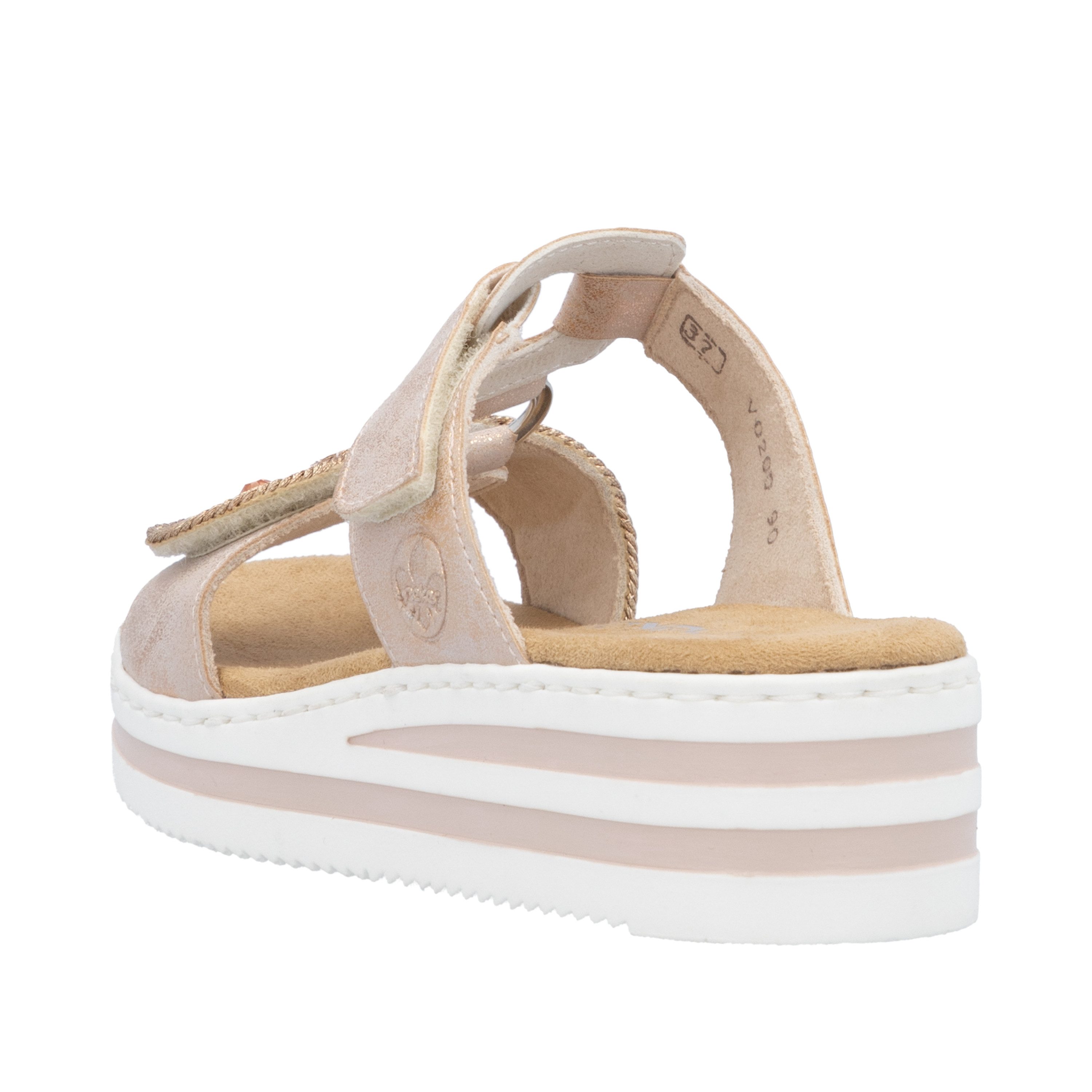 Rieker Keilpantolette Sommerschuh, Urlaubsschuh mit Glitzersteine, Metallic günstig online kaufen