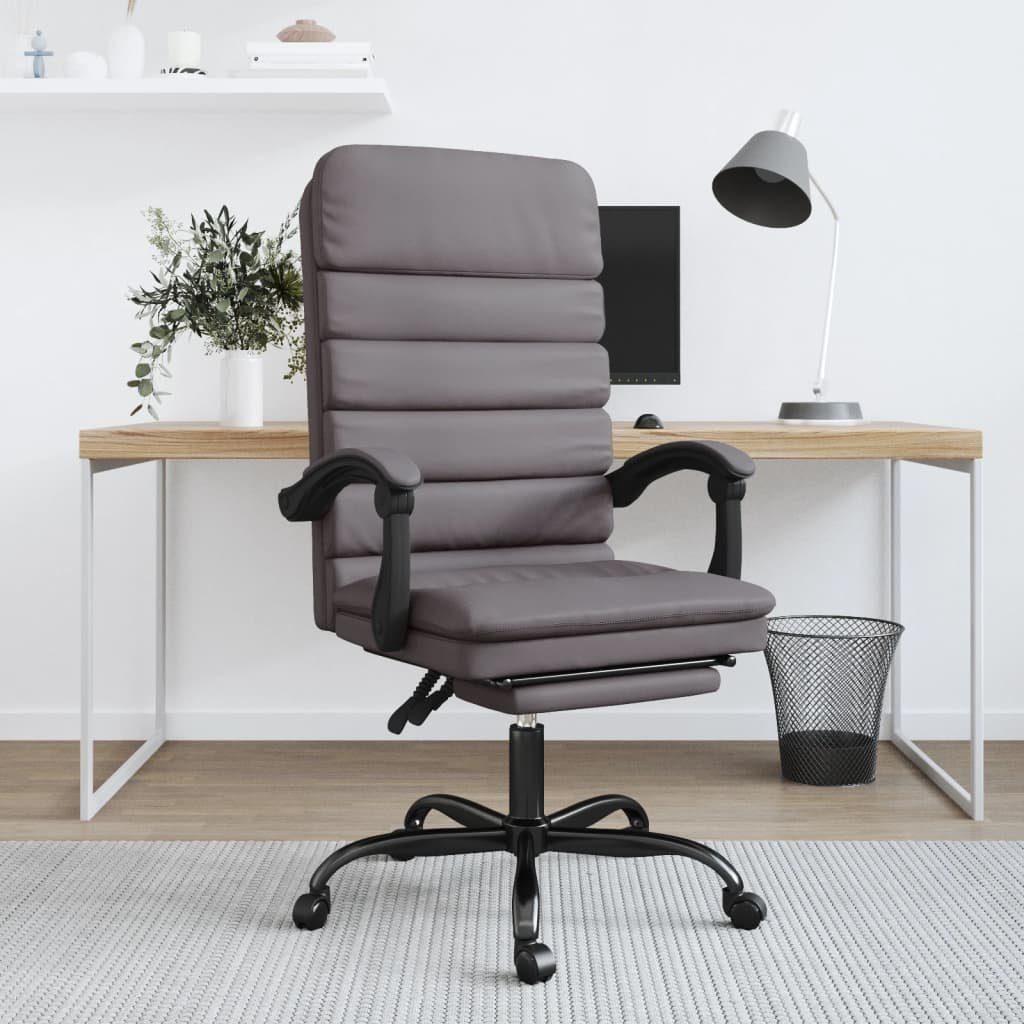 vidaXL Bürostuhl Bürostuhl mit Massagefunktion Grau Kunstleder (1 St) Grau | Grau