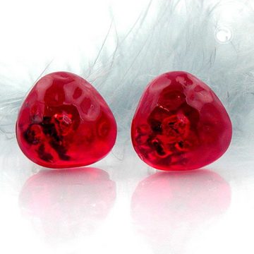 unbespielt Paar Ohrclips Modeschmuck Ohrringe Kunststoff rot transparent 14 mm inkl. Schmuckbox, Modeschmuck für Damen