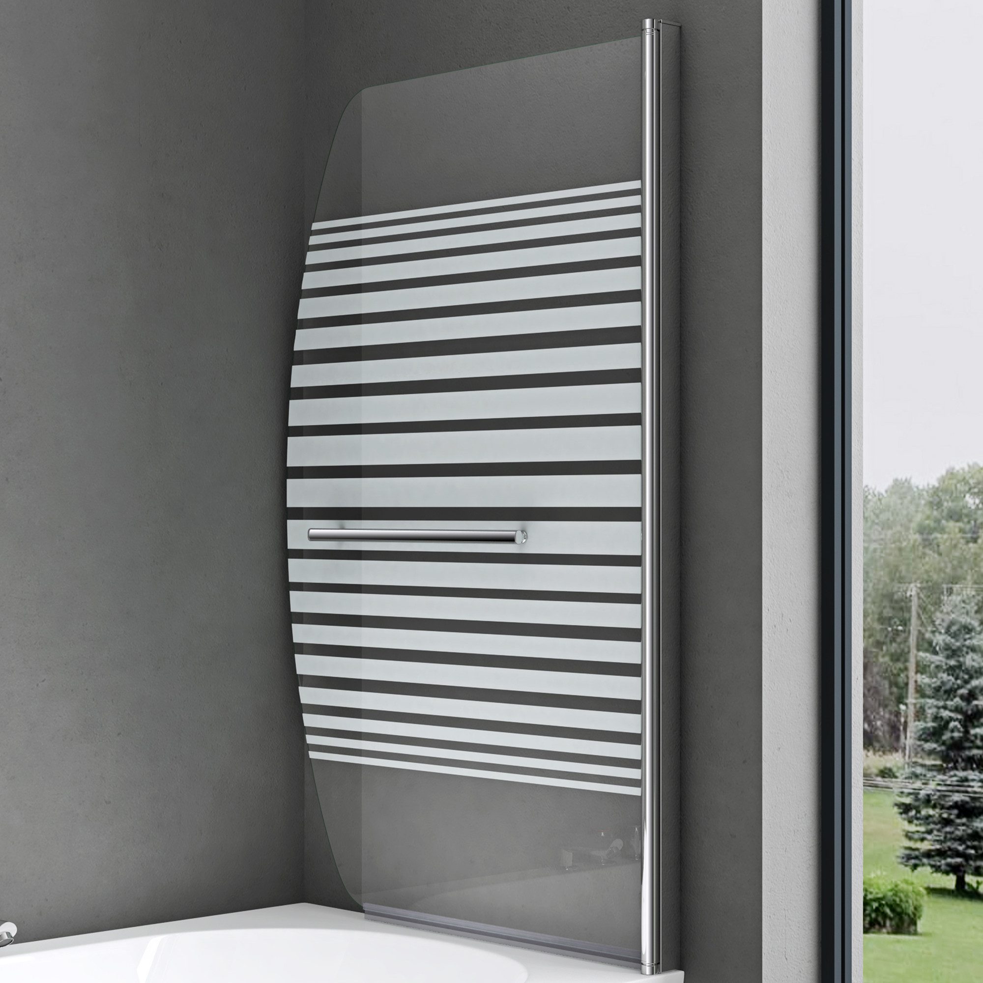 doporro Badewannenaufsatz Duschwand Badewanne 6mm ESG mit Nano-Beschichtung H:140cm Cor112, Einscheibensicherheitsglas, Breite 90cm Höhe 140cm, schwenkbar 180° – Bild 4 von 5