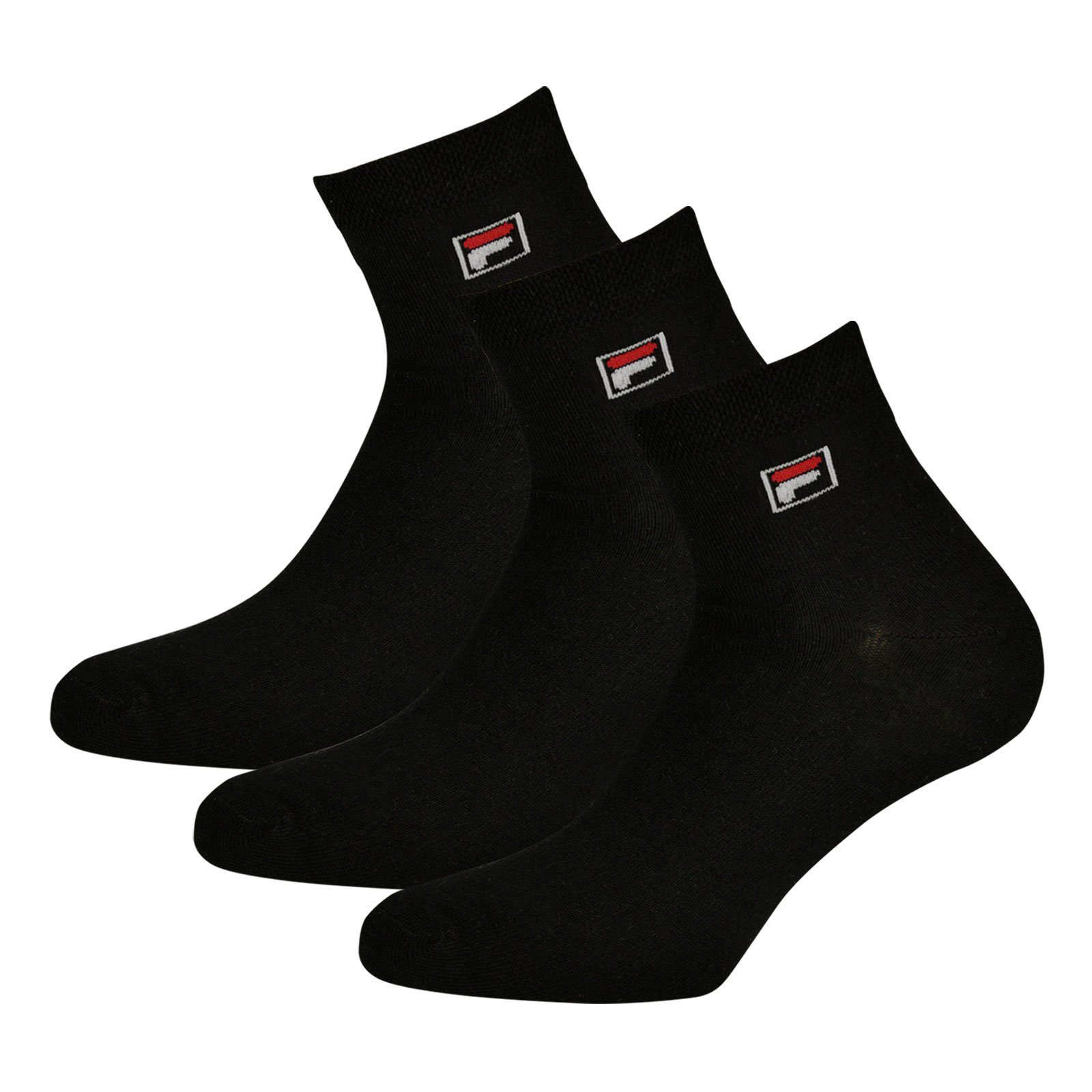 Quarter mit elastischem (18-Paar) 200 Fila Sportsocken black Socken Piquebund