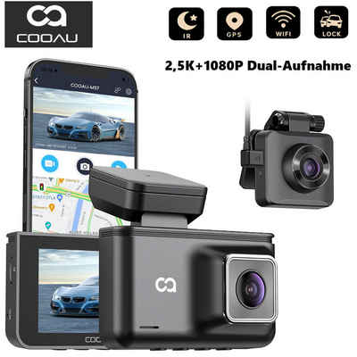 COOAU Dashcam Auto mit Vorne Hinten 2.5K/1080P WiFi & GPS mit Loop-Aufnahme Dashcam (HD, WLAN (Wi-Fi), 24Std.Parküberwachung/Bewegungserkennung,Superkondensator, 170° Weitwinkel und Super Nachtsicht,WDR,G-Sensor)