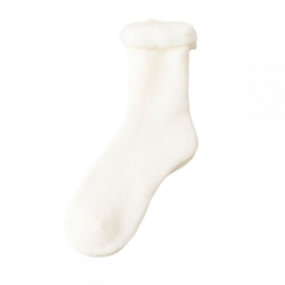 Lubgitsr Thermosocken 1 Paar Damen Kuschelsocken Warme Stoppersocken Dicke Socken Winter (1-Paar) Weiß