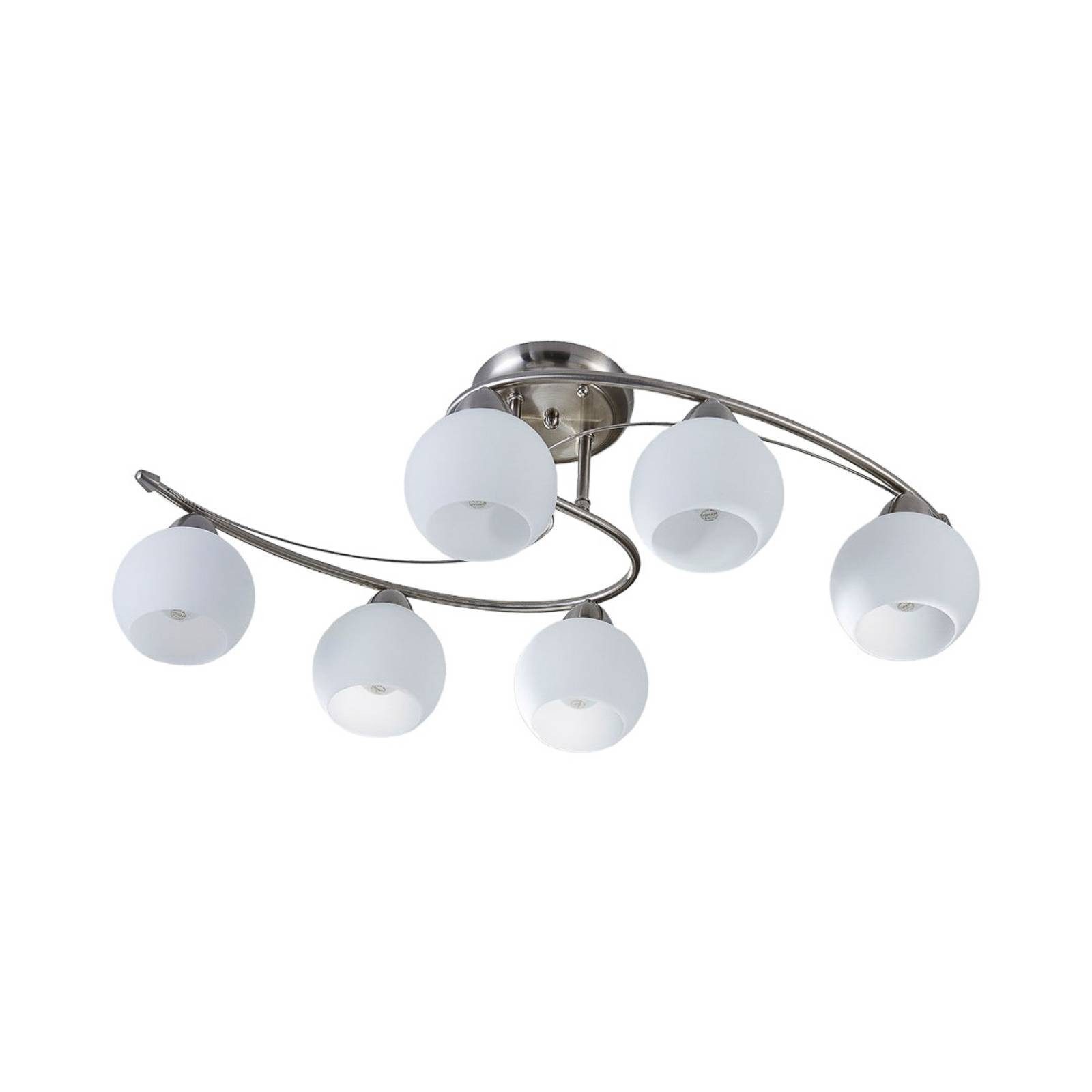 Lindby Deckenleuchten Svean, Glas Alu IP20, 6 x 10 W