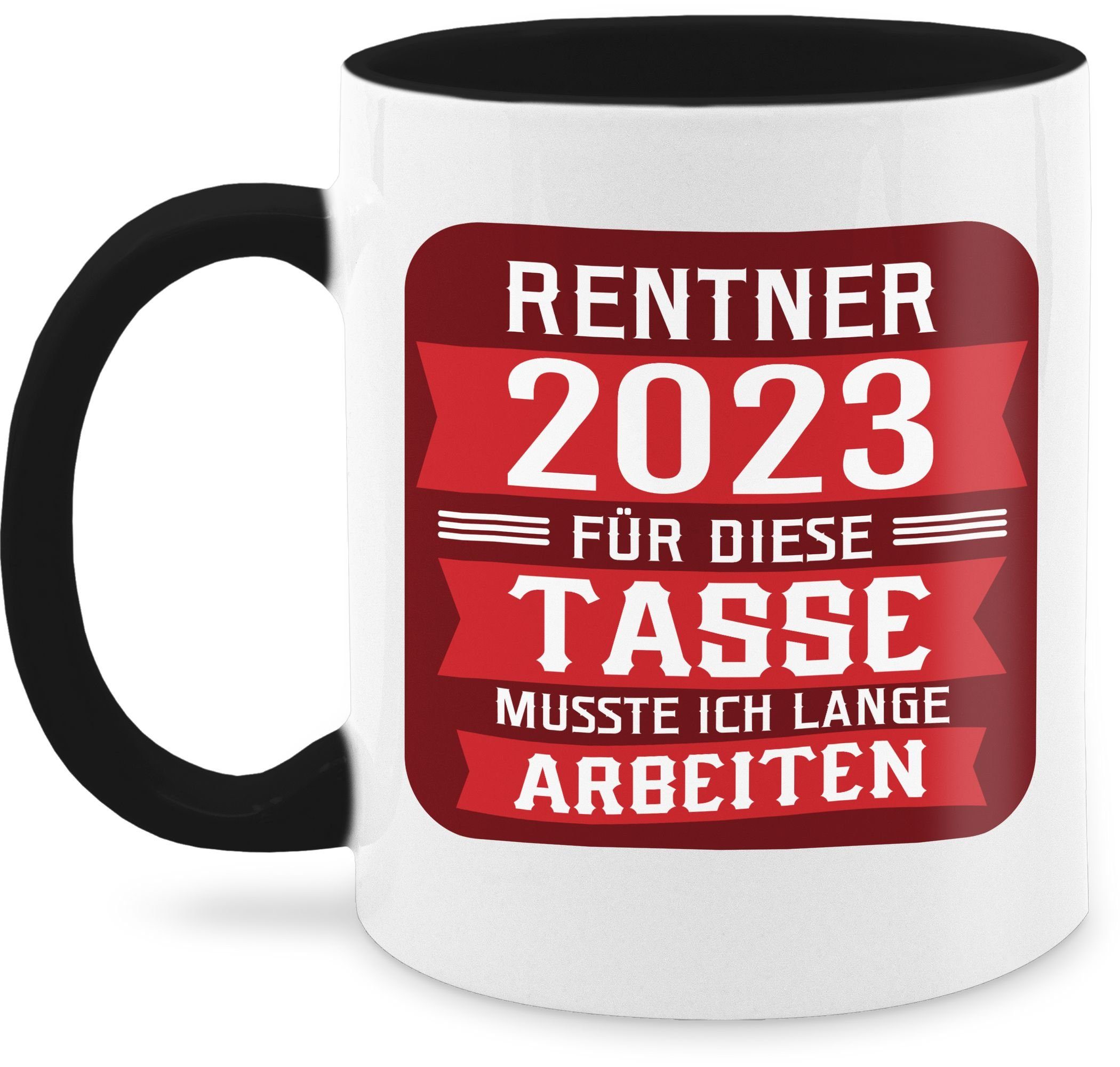 Shirtracer Tasse Rentner 2023 - rot, Keramik, Rente Geschenk Kaffeetasse 1 Schwarz