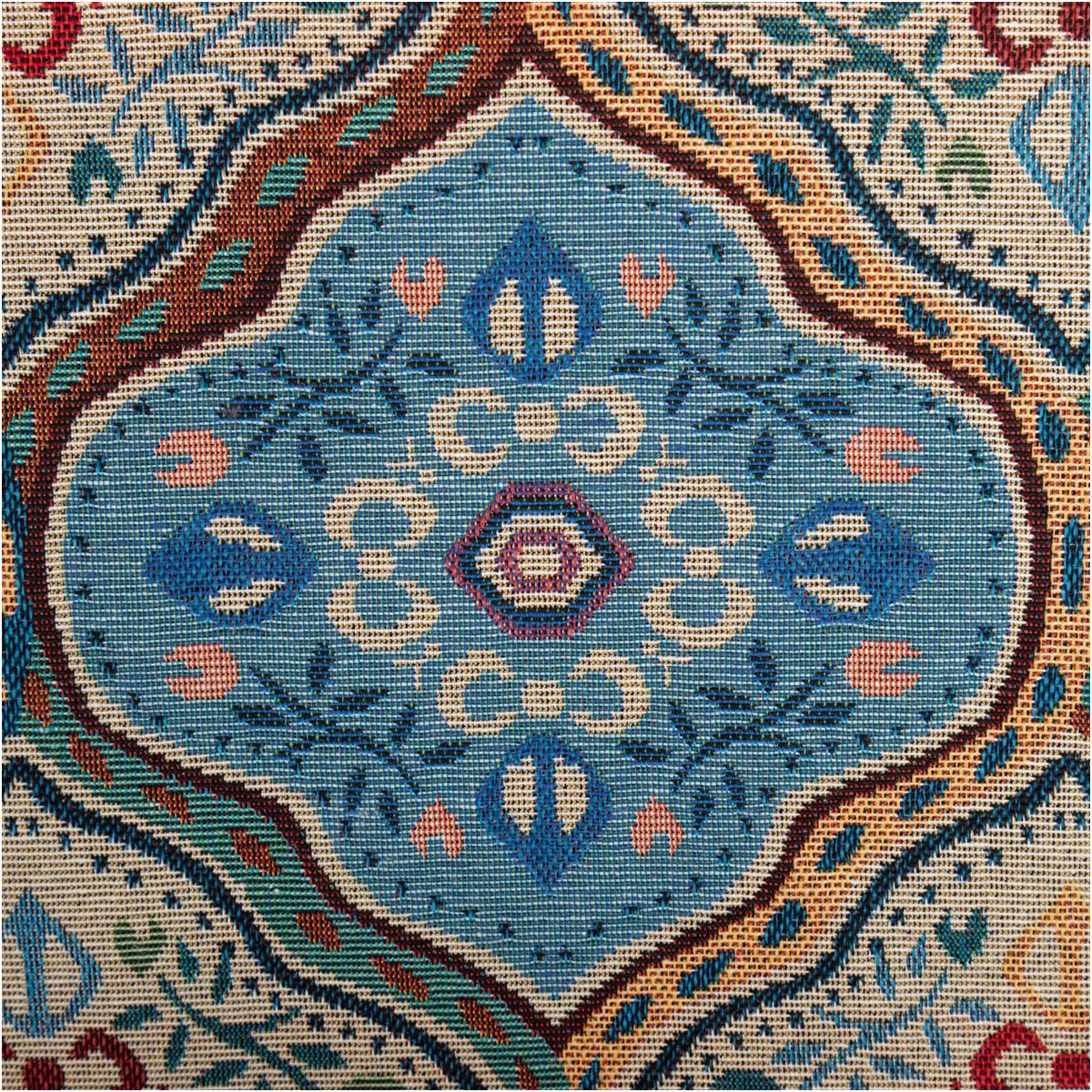 SCHÖNER LEBEN. Stoff Gobelin Stoff Meterware Dekostoff Ornamente groß blau bunt 150cm, pflegeleicht