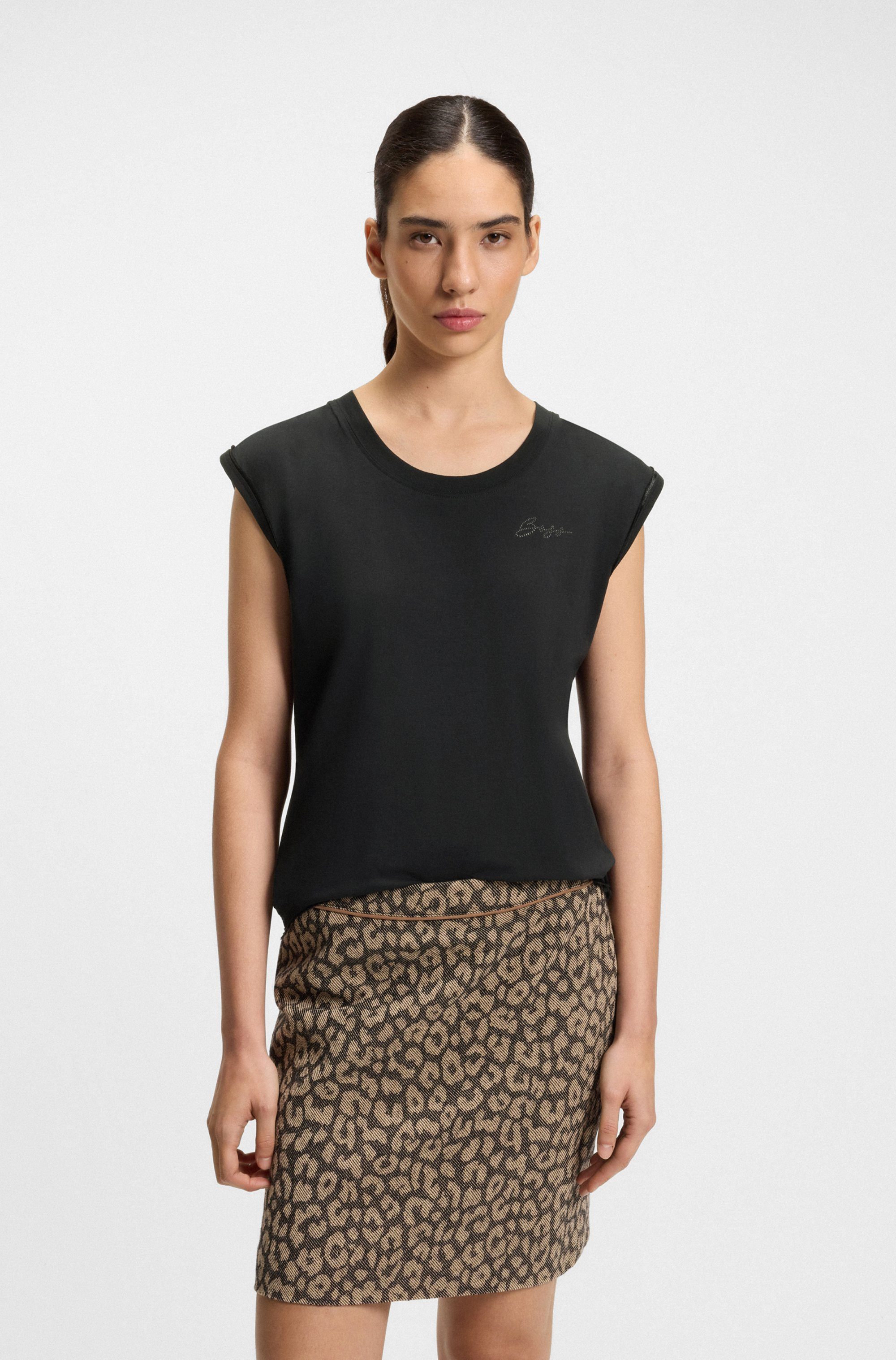 BOSS ORANGE Rundhalsshirt Elai Premium Damenmode im Relaxed Fit, ärmellos günstig online kaufen