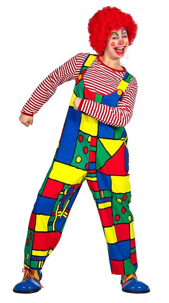 Karneval-Klamotten Clown-Kostüm Damen bunte Clownshose Zirkus Erwachsenekostüm, Clown Kostüm Narre Pierrot Harlekin Damen Frauen Gruppenkostüm