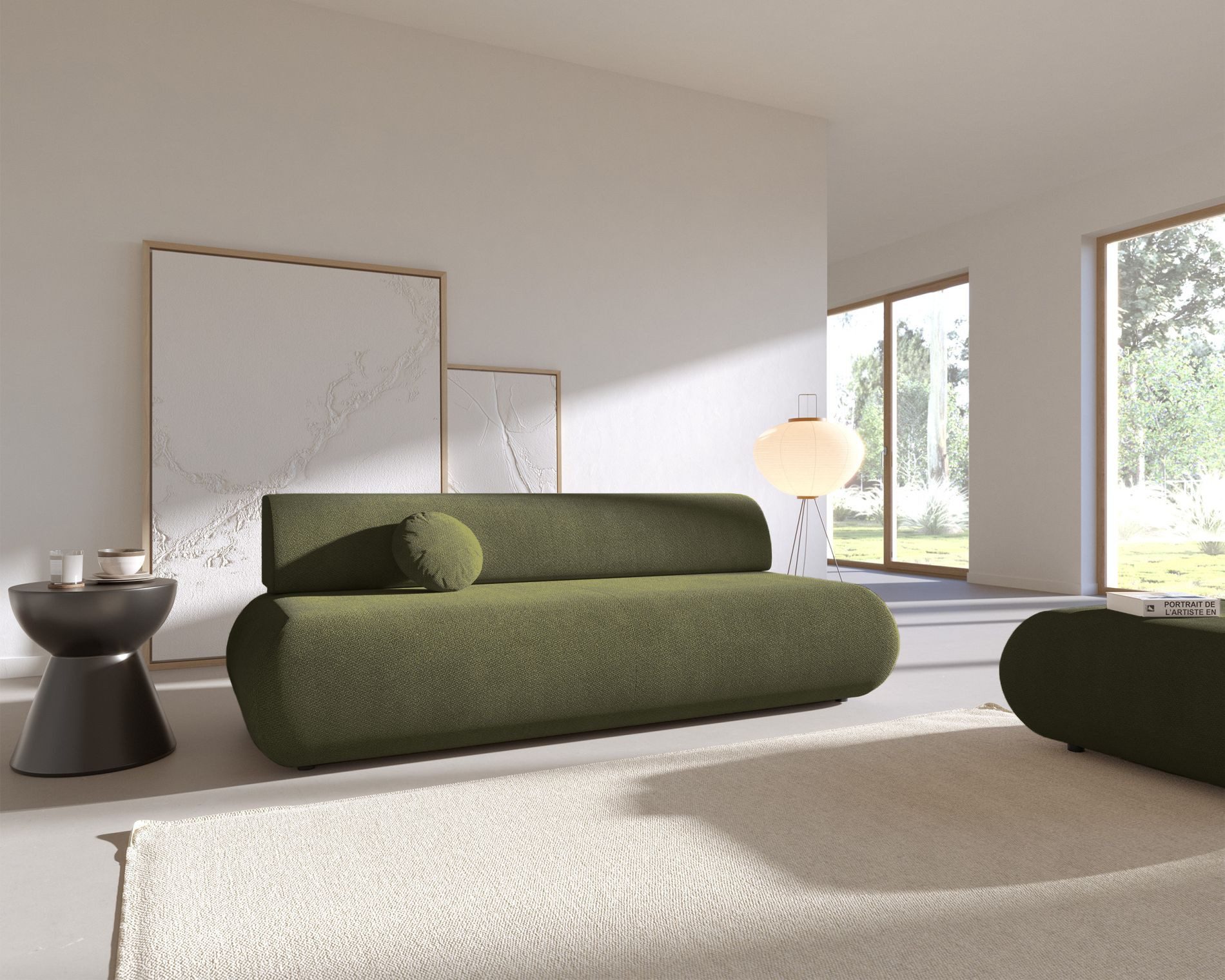 Selsey Schlafsofa, mit Schlaffunktion, Stauraum, Chenille und Zierkissen, 214 cm