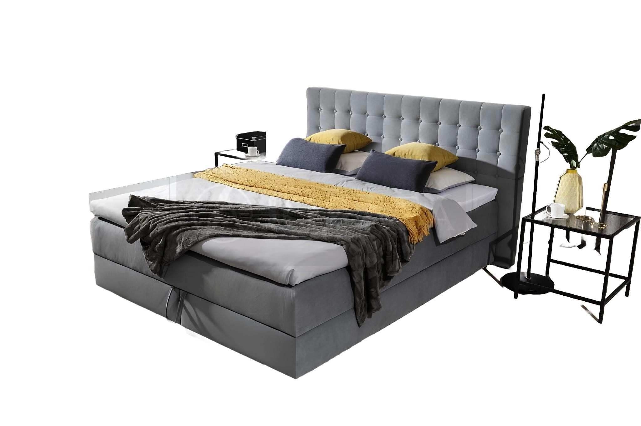 Bett Samt-Polsterbett im Chesterfield Design für elegantes Schlafzimmer
