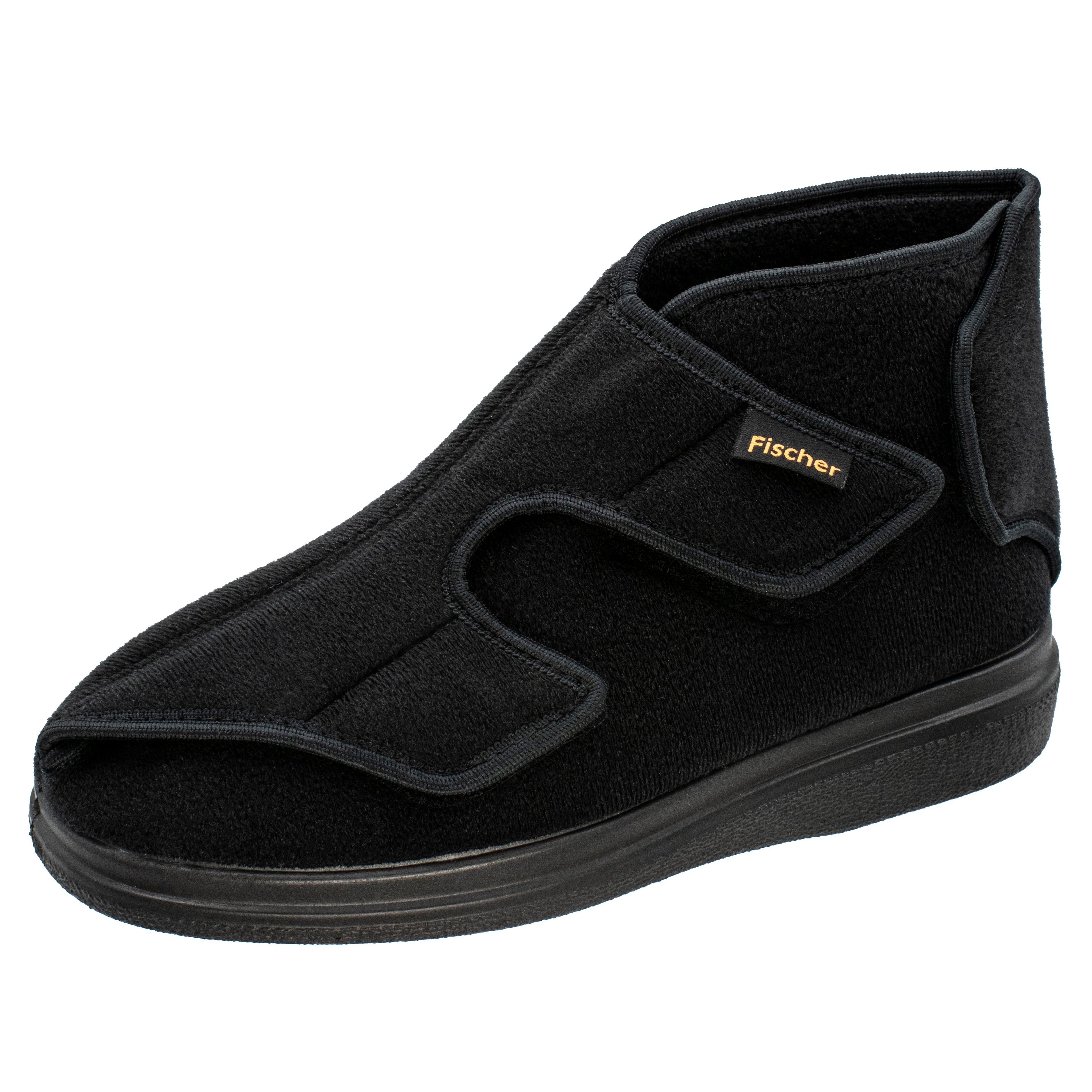 Fischer-Markenschuh Ortho Hausschuh 3 Klettverschlüsse, Weite K, Frotteefutter