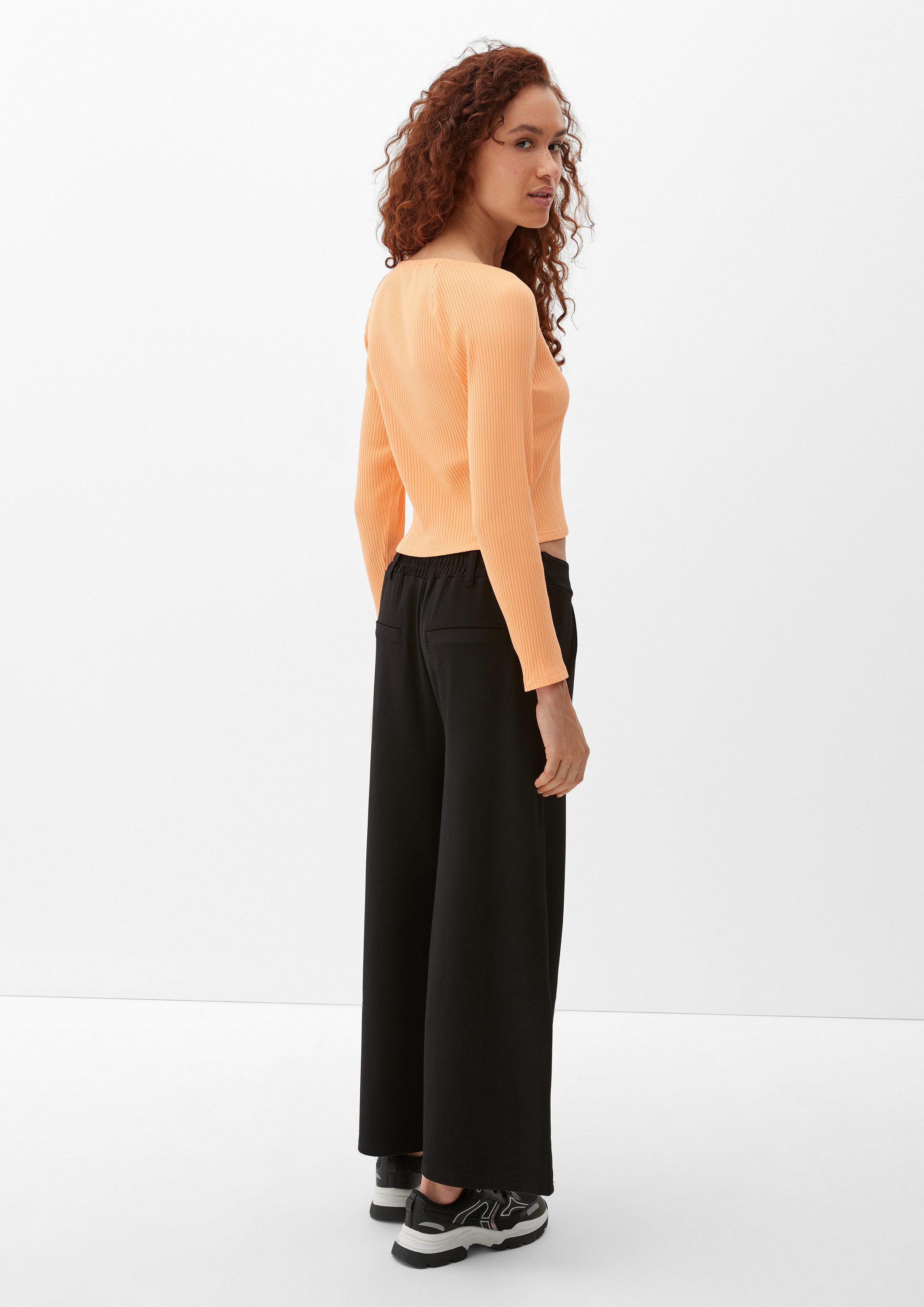 QS Langarmshirt T-Shirt Longsleeve mit Rippstruktur