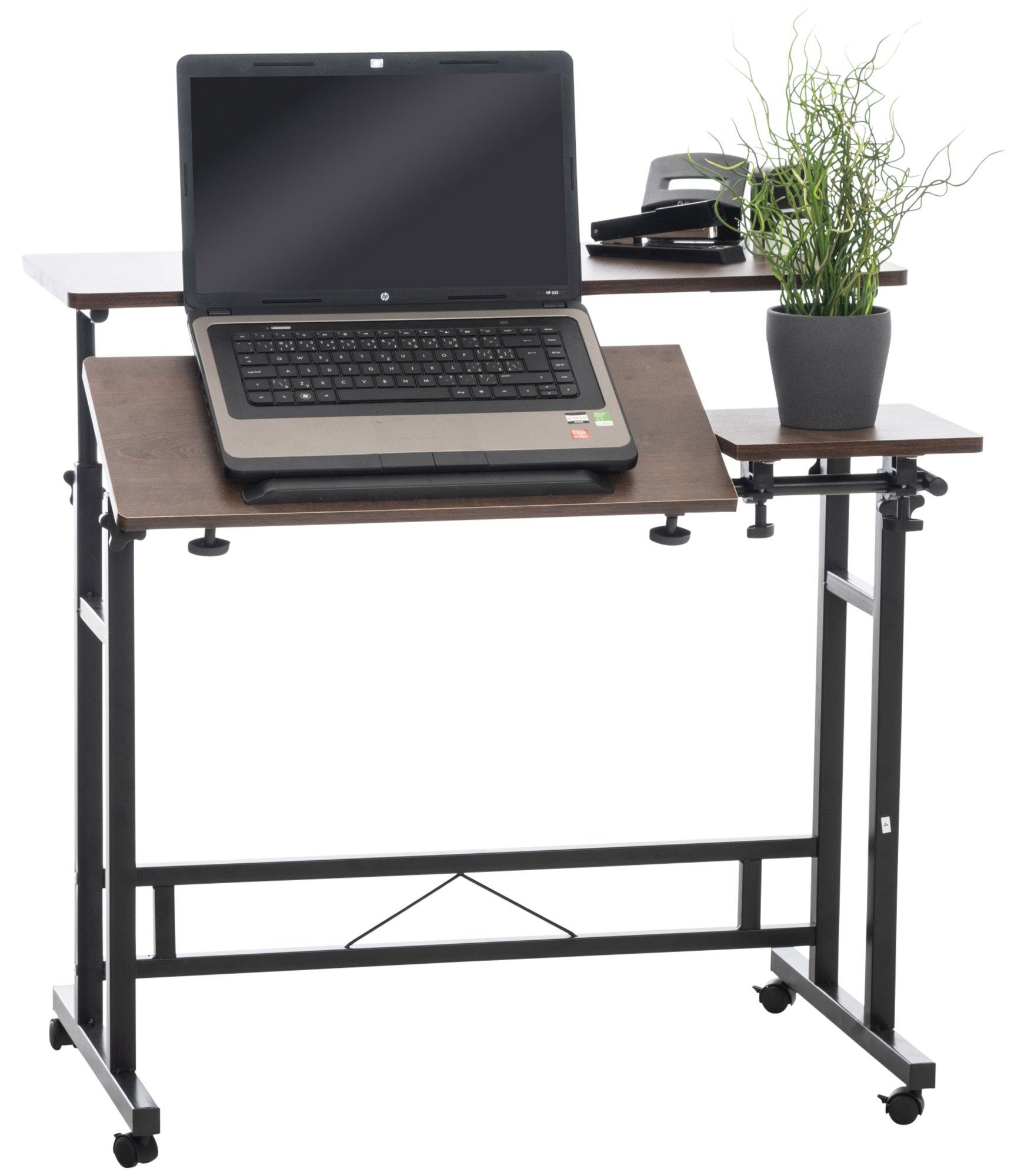 CLP Schreibtisch Telford, Computertisch Metall aus höhenverstellbar walnuss/schwarz