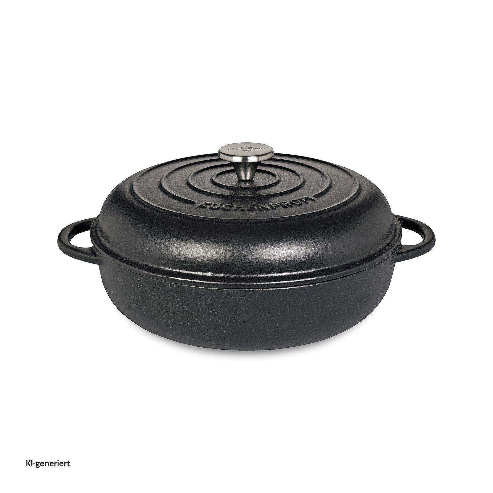 Küchenprofi Bratpfanne Gourmetpfanne mit hohem Deckel, Gusseisen (1-tlg), für den Grill geeignet