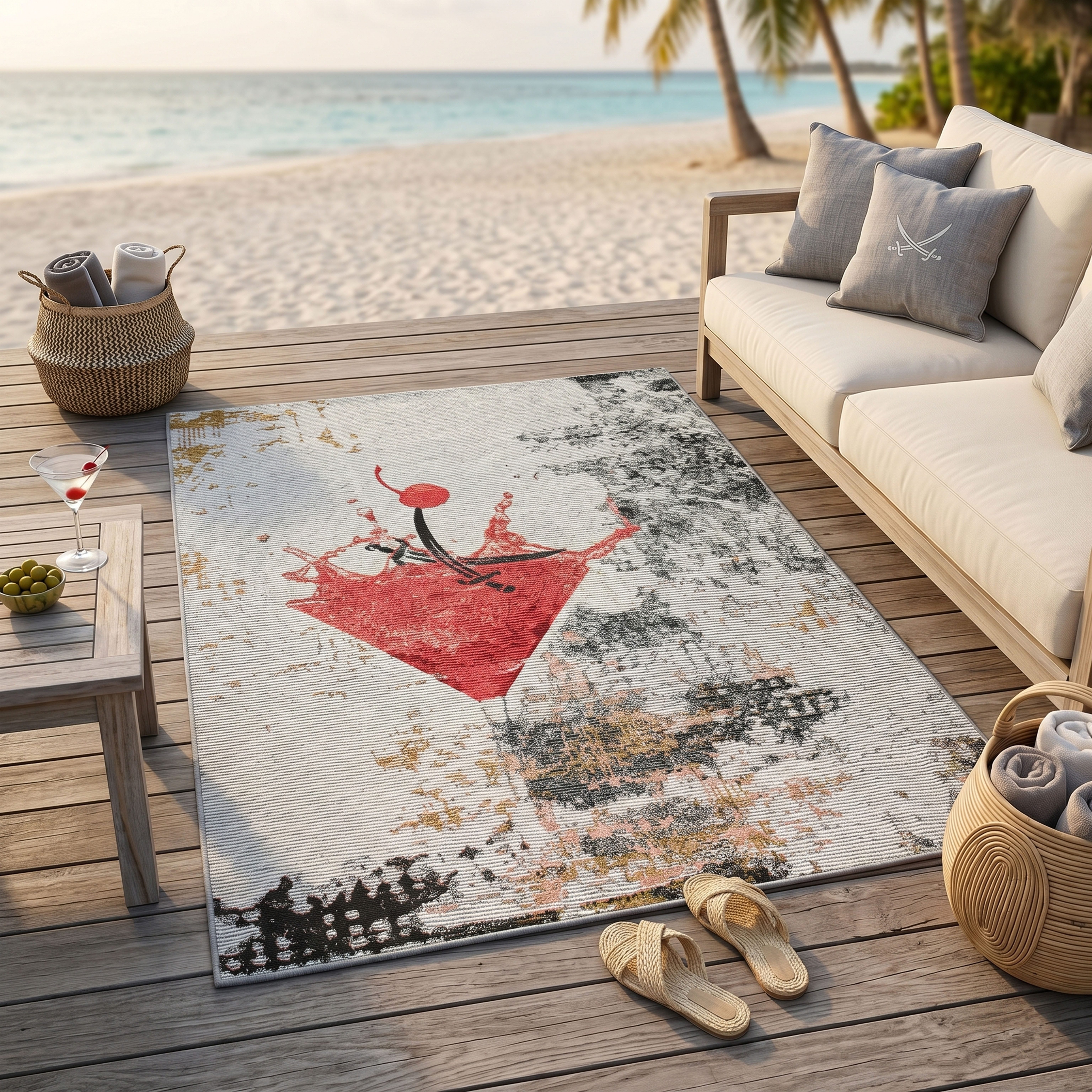 Sansibar Teppich Rantum Beach SA-027, rechteckig, Höhe: 3 mm, Flachgewebe, modernes Design, In- und Outdoor geeignet