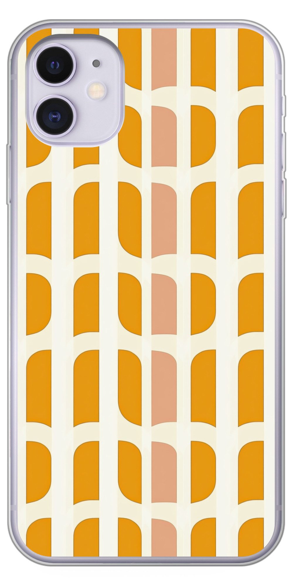MuchoWow Handyhülle für Apple iPhone 11 Geometrisch - Muster - Gelb - Rosa, Smartphone-Bumper, Print, Handy Schutzhülle Dünn