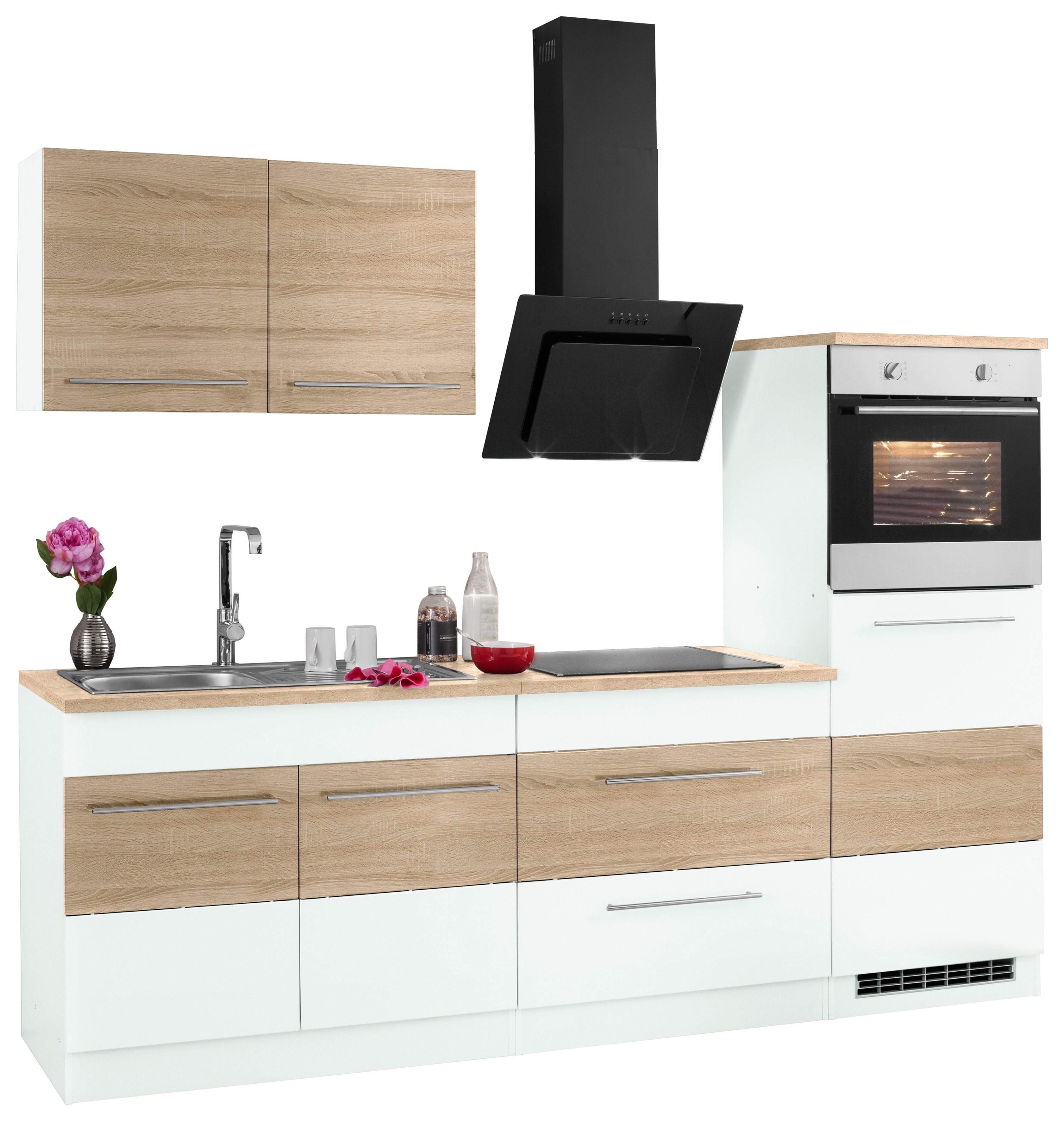 KOCHSTATION Küchenzeile KS-Trient, Breite 240 cm, mit E-Geräten, mit Arbeitsplatte