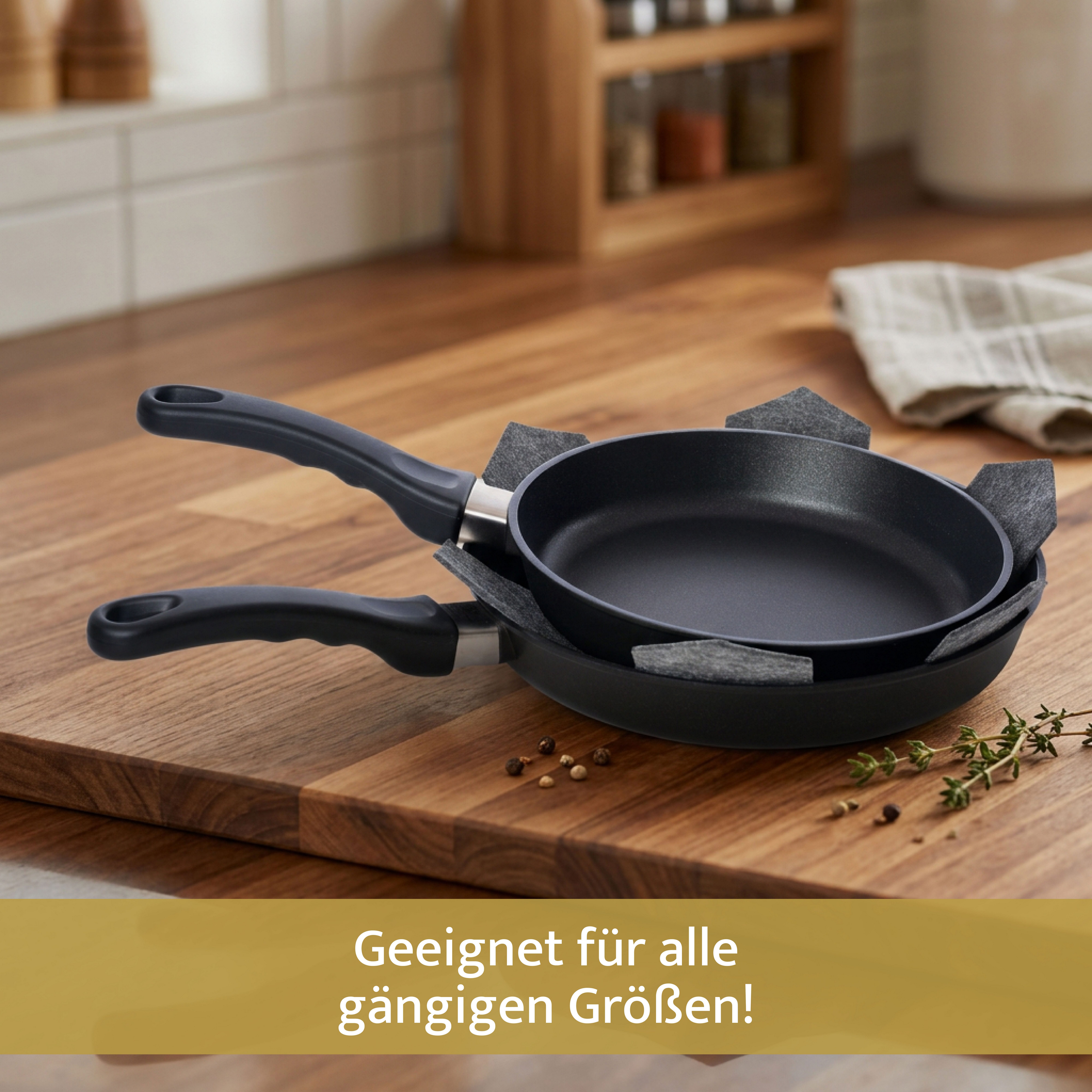 Lavea Pfannenschoner Topfschoner 5er & 10er-Set aus Filz – Dunkelgrau, 38 cm, 3 mm Dicke, Zubehör für alle Töpfe oder Pfannen geeignet, 5-tlg., Topfuntersetzer und Stapelschutz für Töpfe und Pfannen