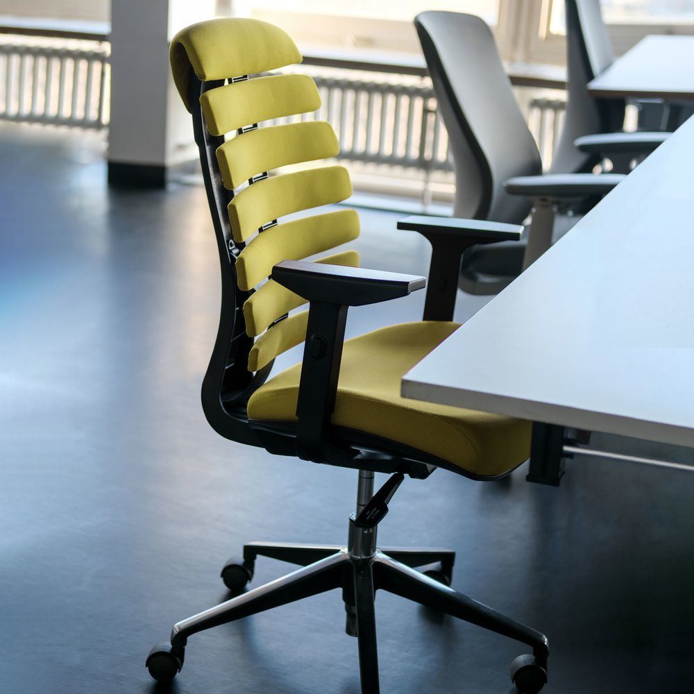 LINE hjh Bürostuhl II Profi OFFICE Schreibtischstuhl Armlehnen Drehstuhl (1 Grün Stoff ERGO mit St), ergonomisch
