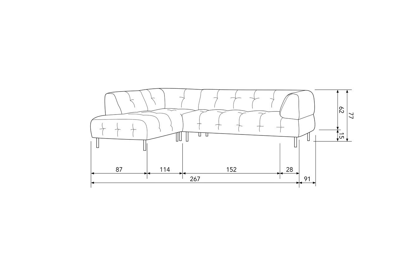 Lloyd Ecksofa - Cast Ecksofa Samt freistellbar links WOOOD Iron,