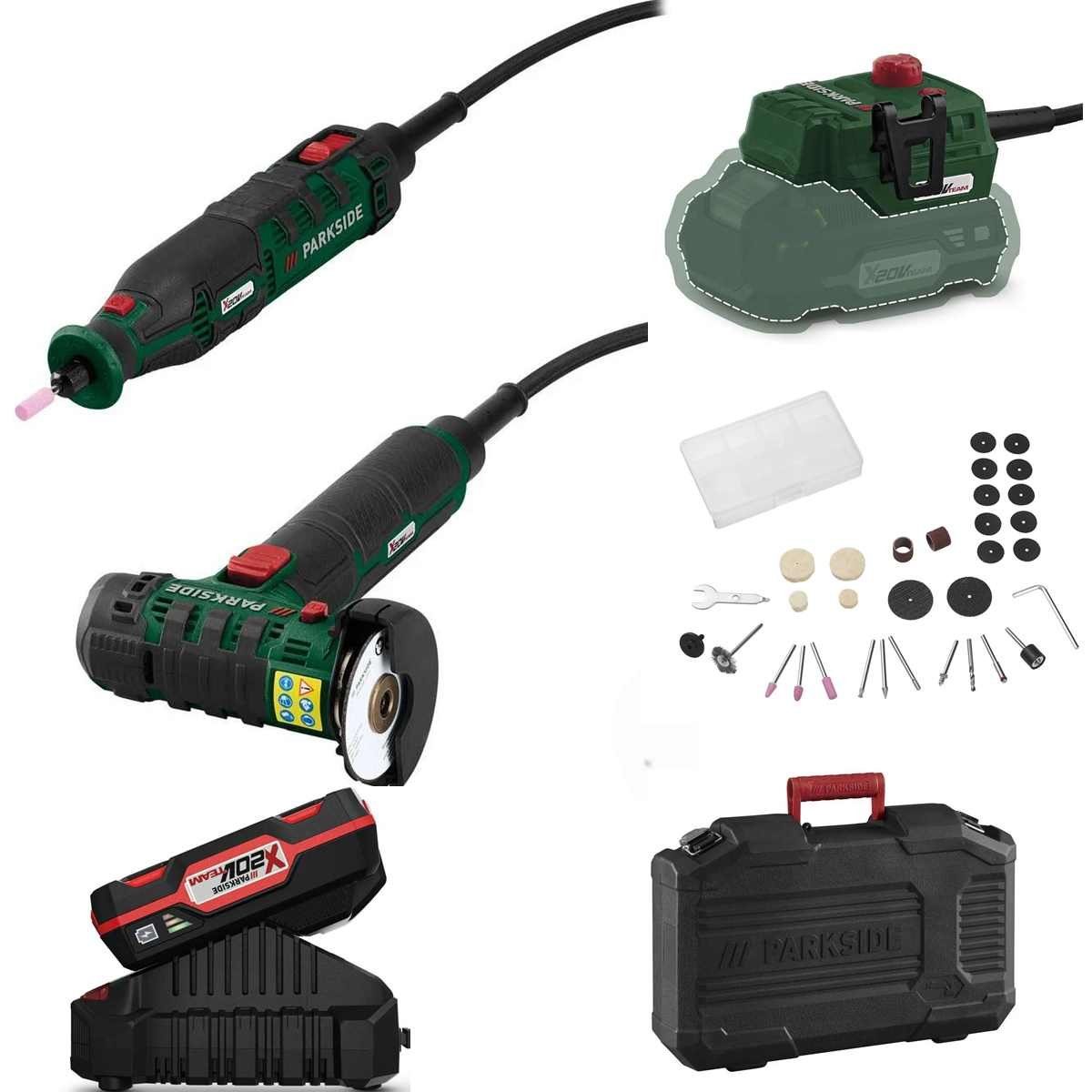 Parkside Akku-Trennschleifer 20 V Akku-Modellbau-Set PMBSA 20-Li im Koffer mit Akku und Ladegerät